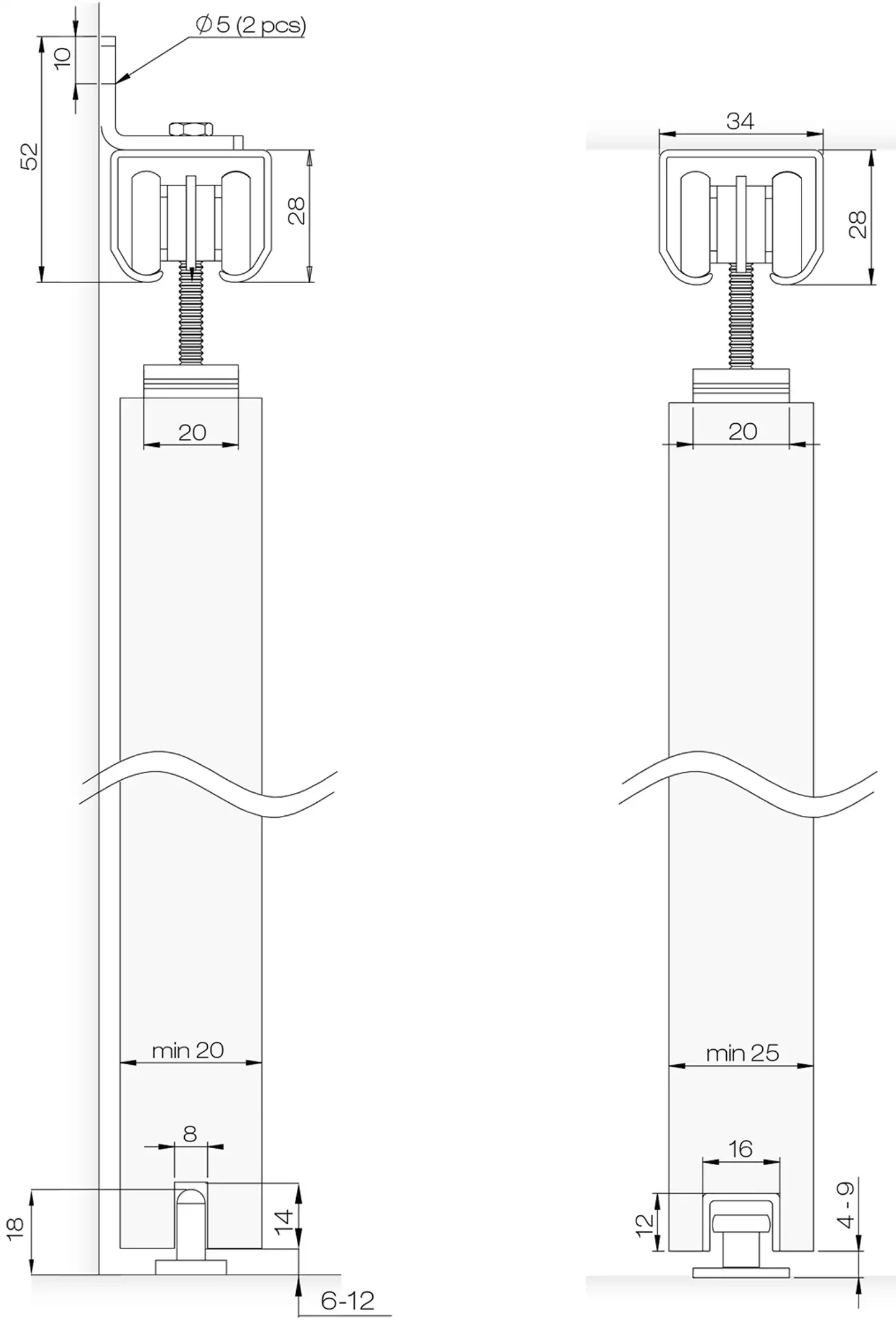 Helaform liukuovikiskosetti 75 Junior 2000 mm max 50 kg ovelle - 3