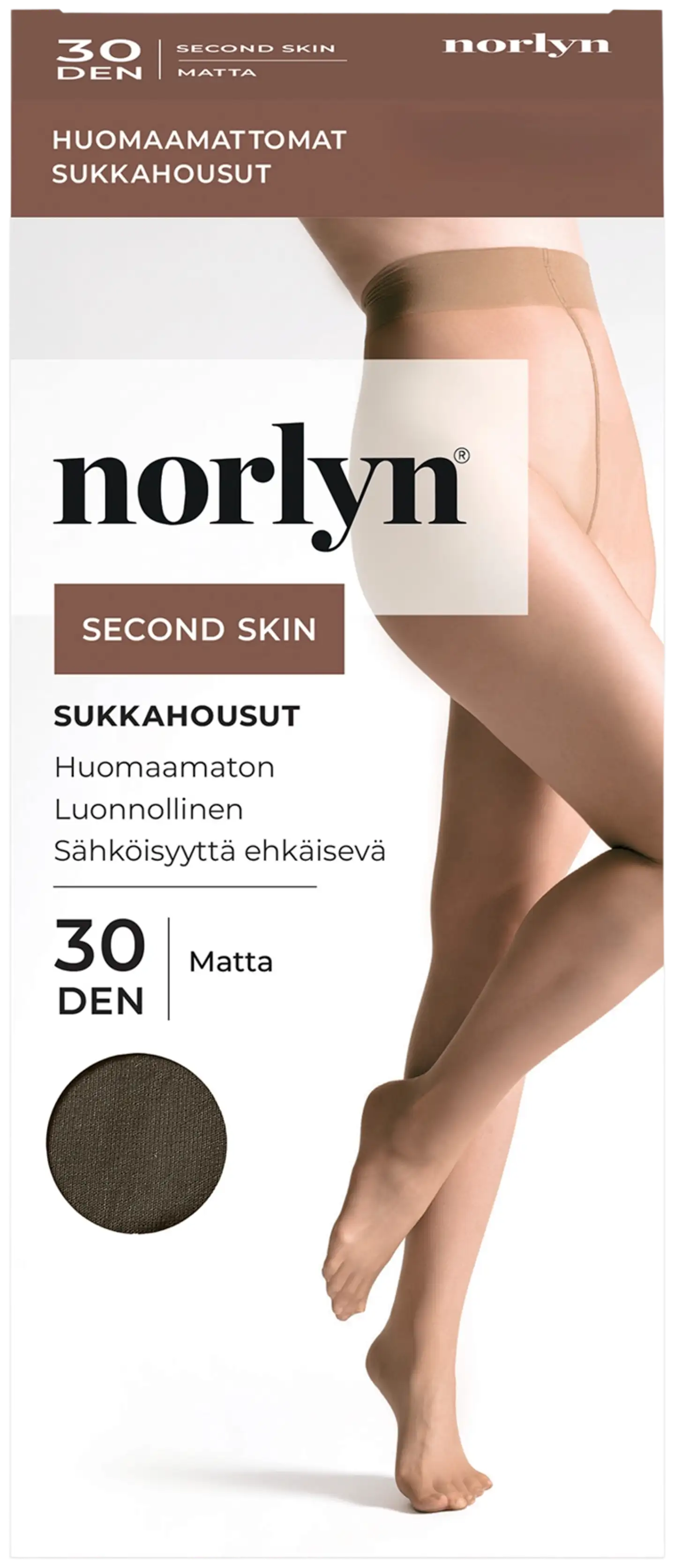 Norlyn naisten sukkahousut Second Skin 30 den - Ruskea