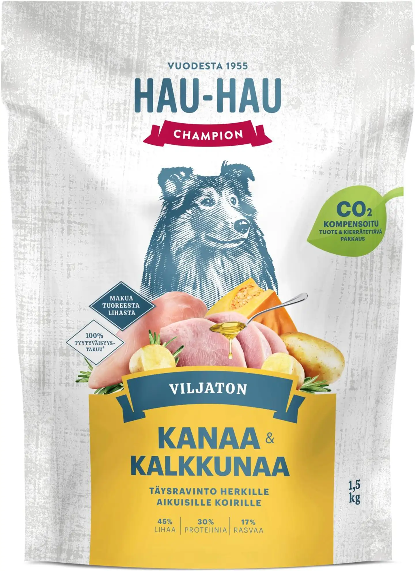 Hau-Hau Champion Viljaton Kanaa ja kalkkunaa täysravinto 1,5 kg