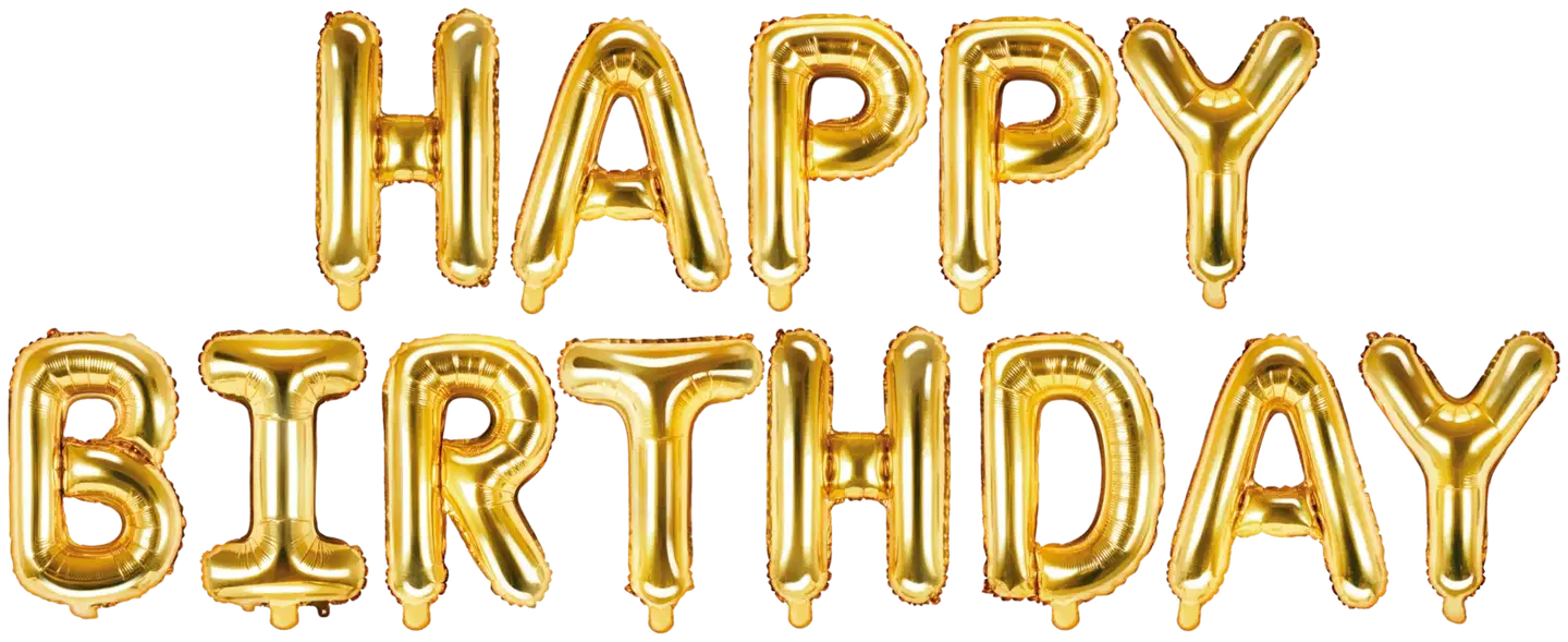 Ilmapallokeskus Happy Birthday foliopallosetti kullanvärinen - 1