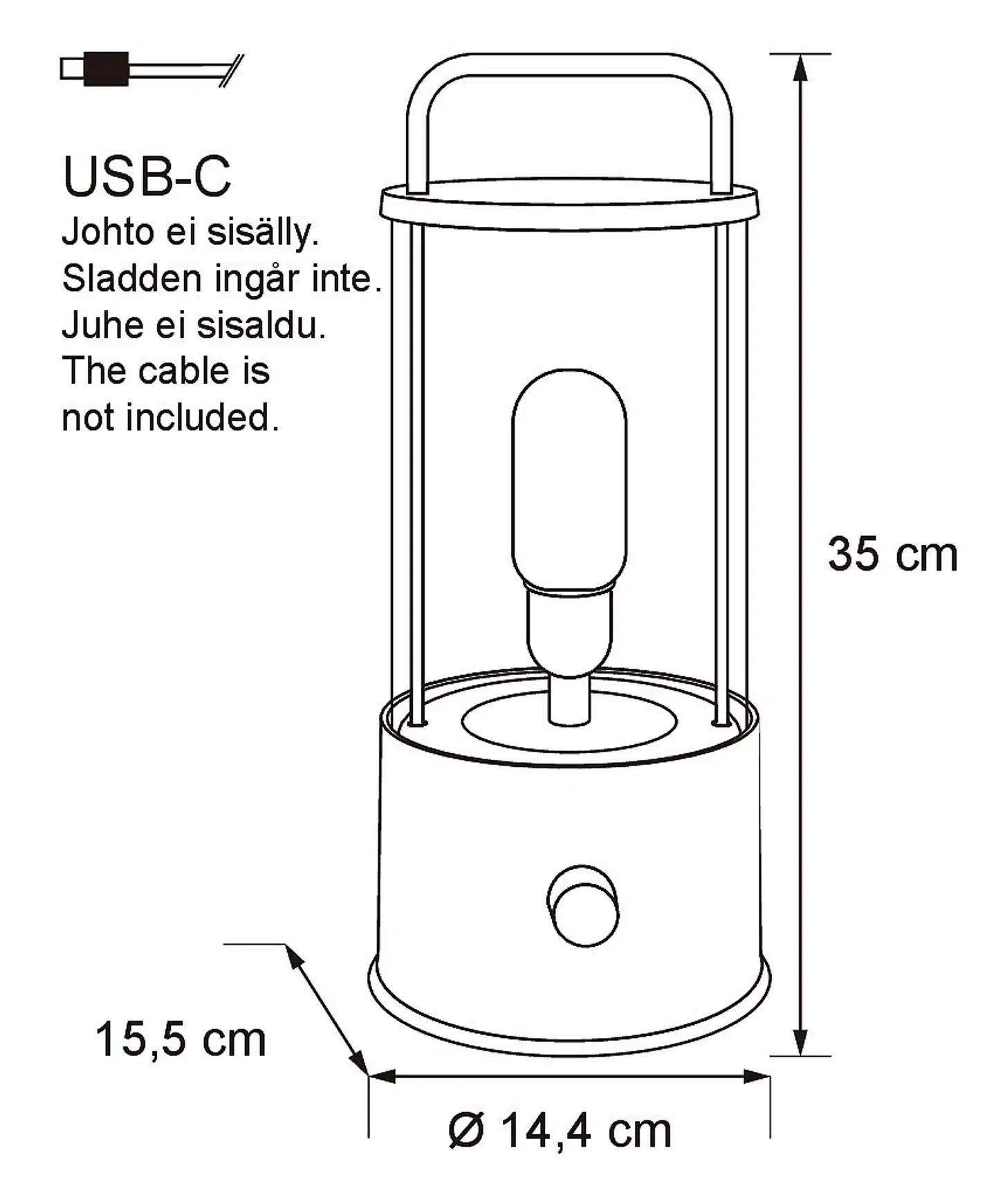Airam TYRSKY LASILYHTY USB-LAD. MUSTA - 2