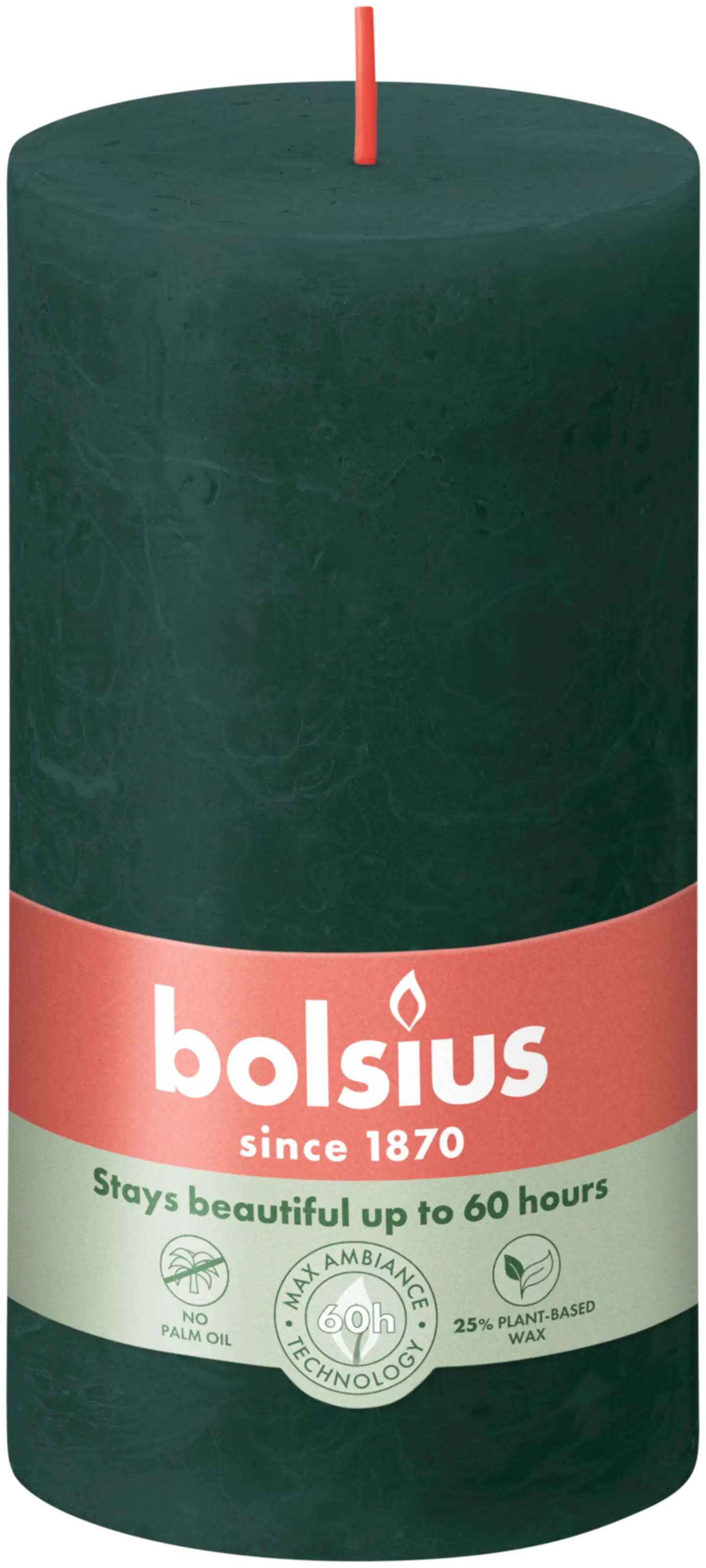 Bolsius – rustiikkinen pöytäkynttilä – Vihreä – 13 cm