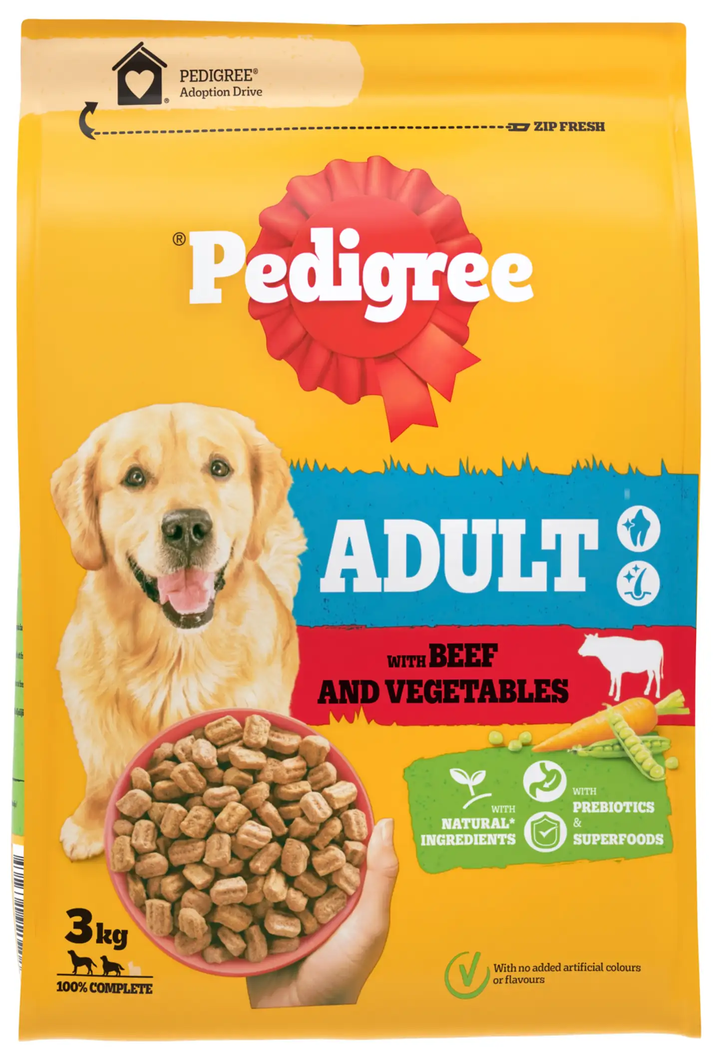 Pedigree Adult koiran kuivaruoka Härkää ja Kasviksia 3kg