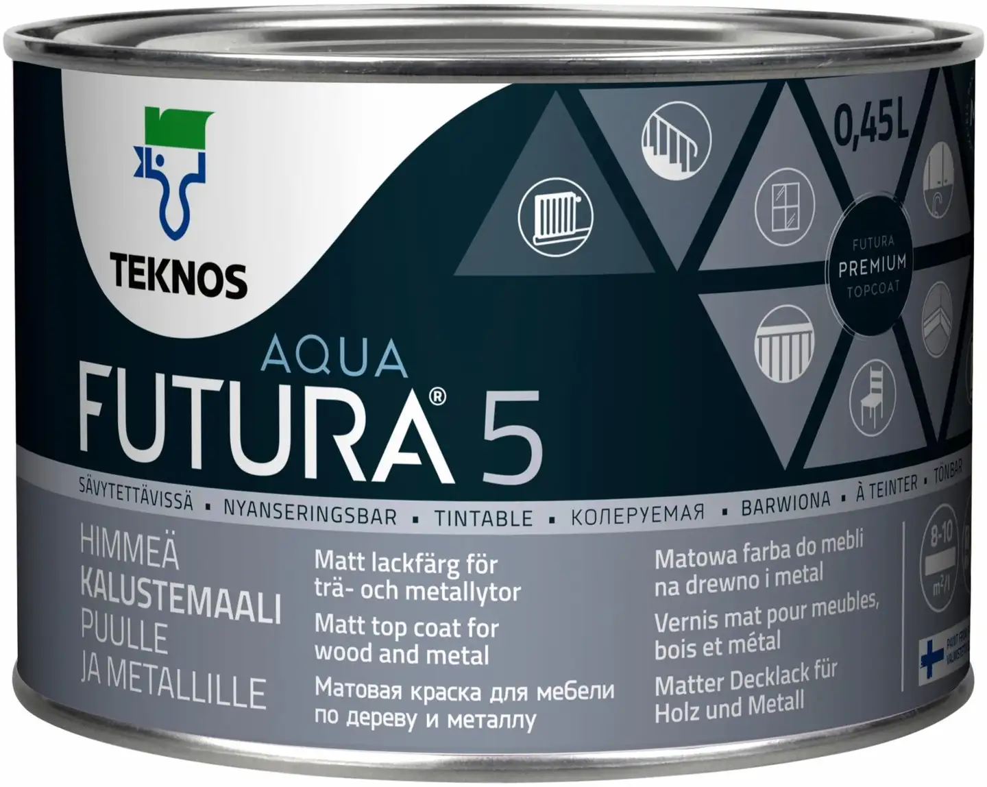 Teknos kalustemaali Futura Aqua 5 0,45 l PM3 sävytettävä himmeä