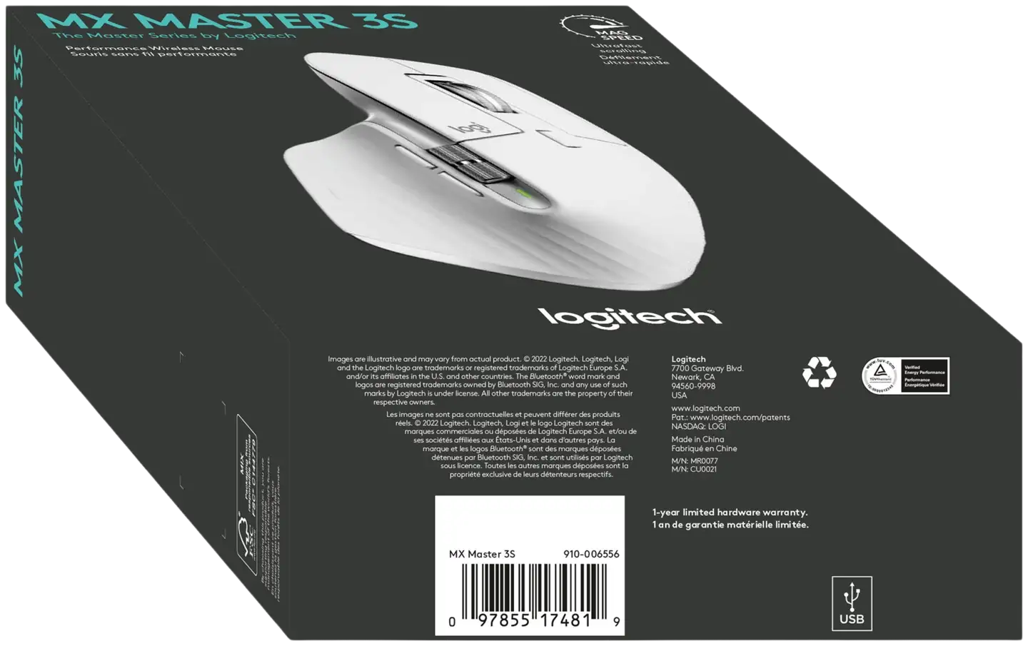 LOGITECH MX Master 3S Performance Wireless Mouse - PALE GREY - 11