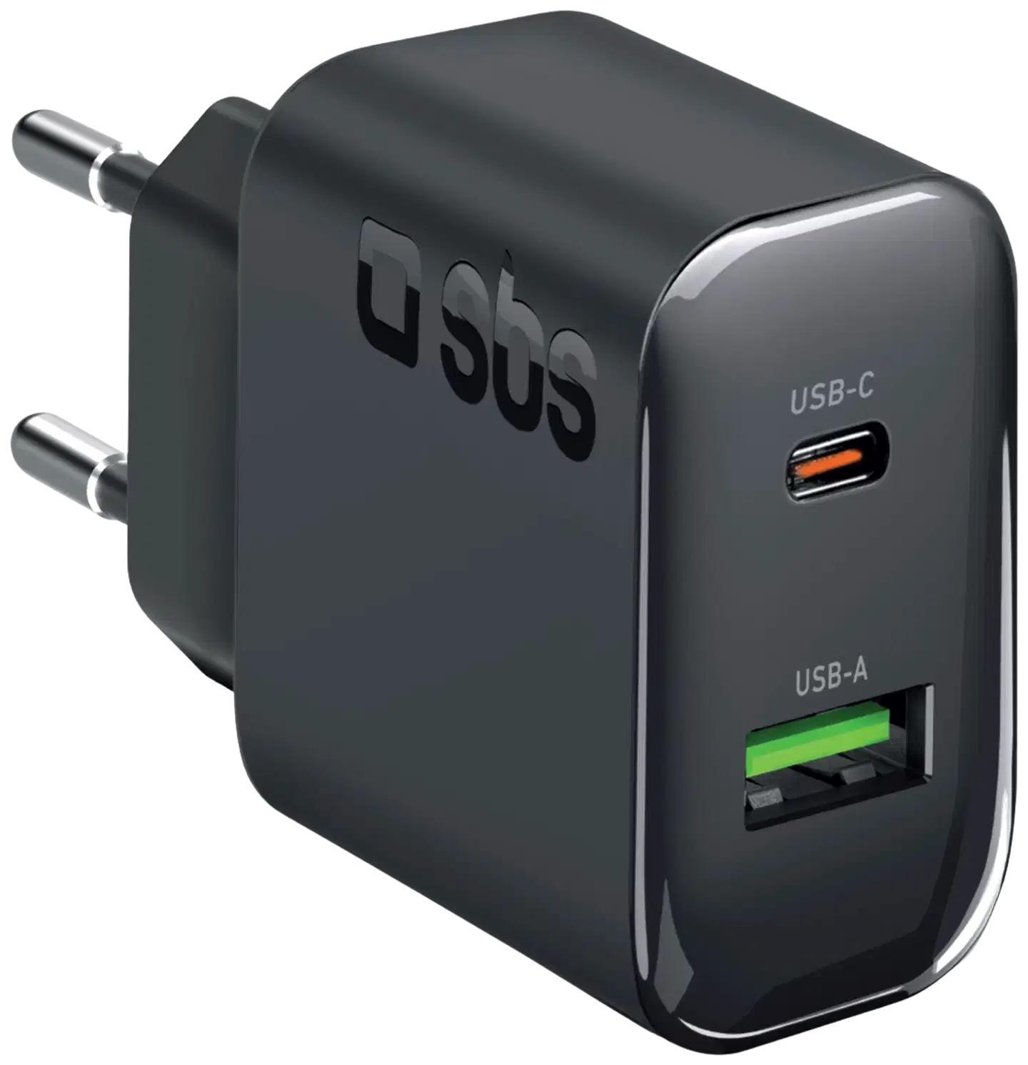 SBS Seinälaturi USB‑C PD65W + USB‑A, musta - 1