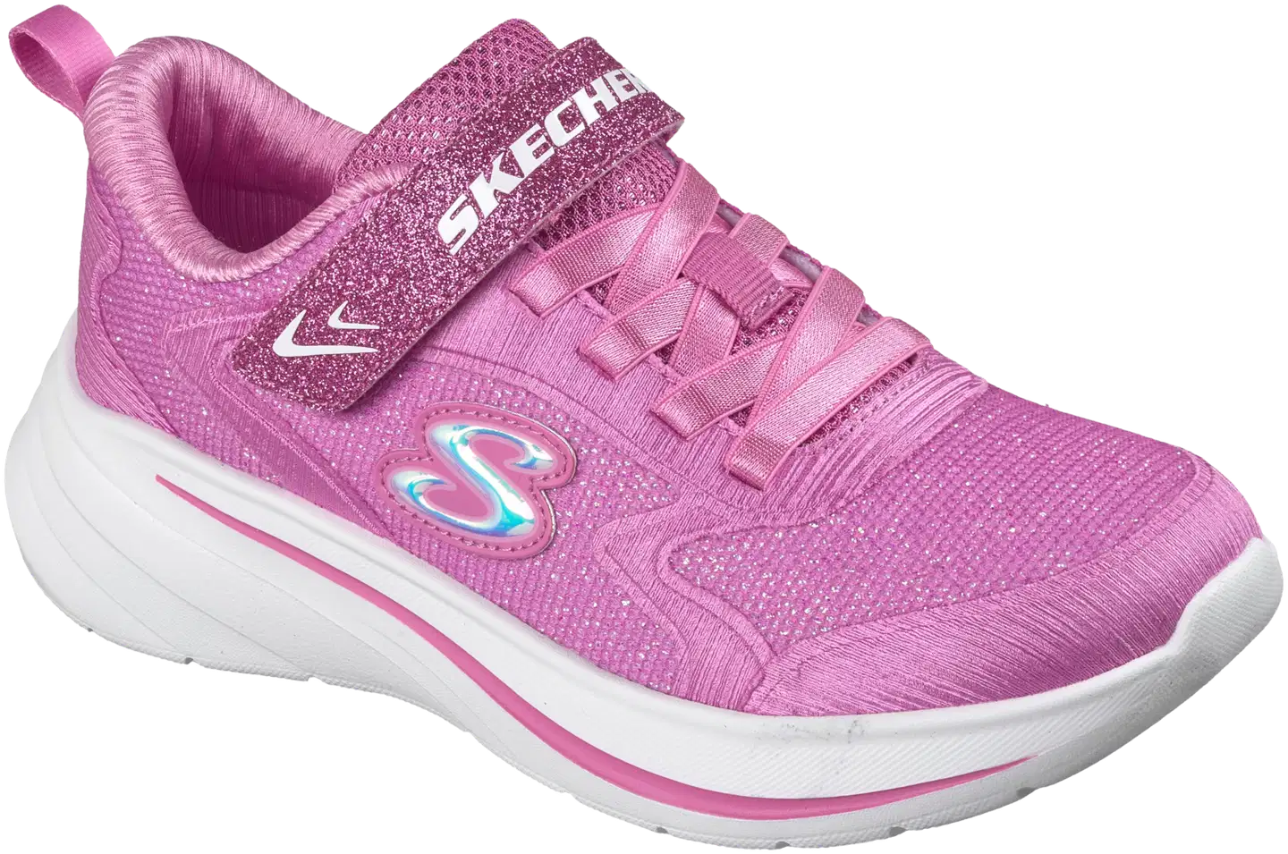 Skechers lasten kimaltava lenkkari tarranauhalla ja venyvillä nauhoilla - Hot Pink - 5
