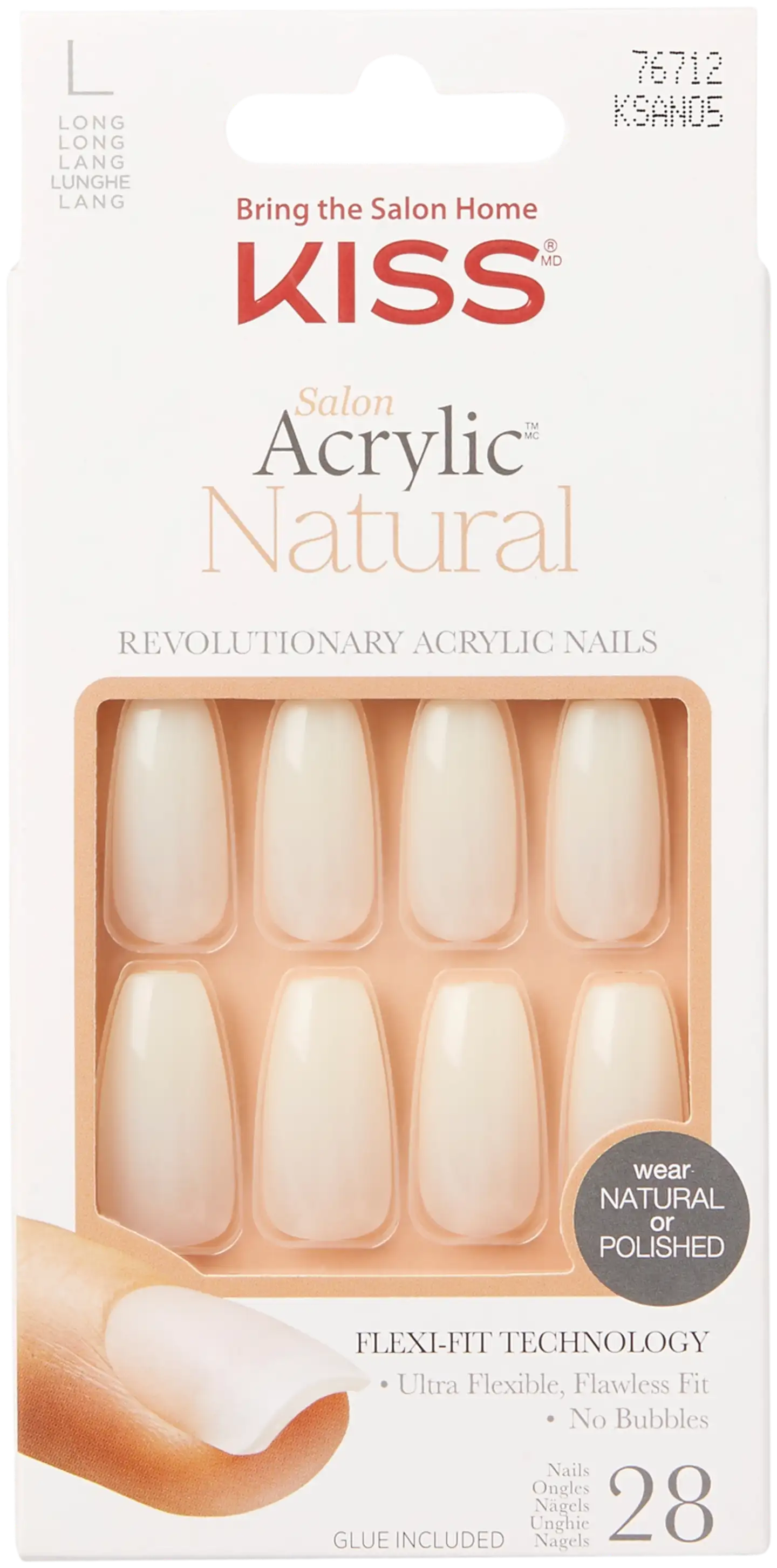 Kiss Salon Acrylic Natural kynnet - Strong Enough 28 kpl