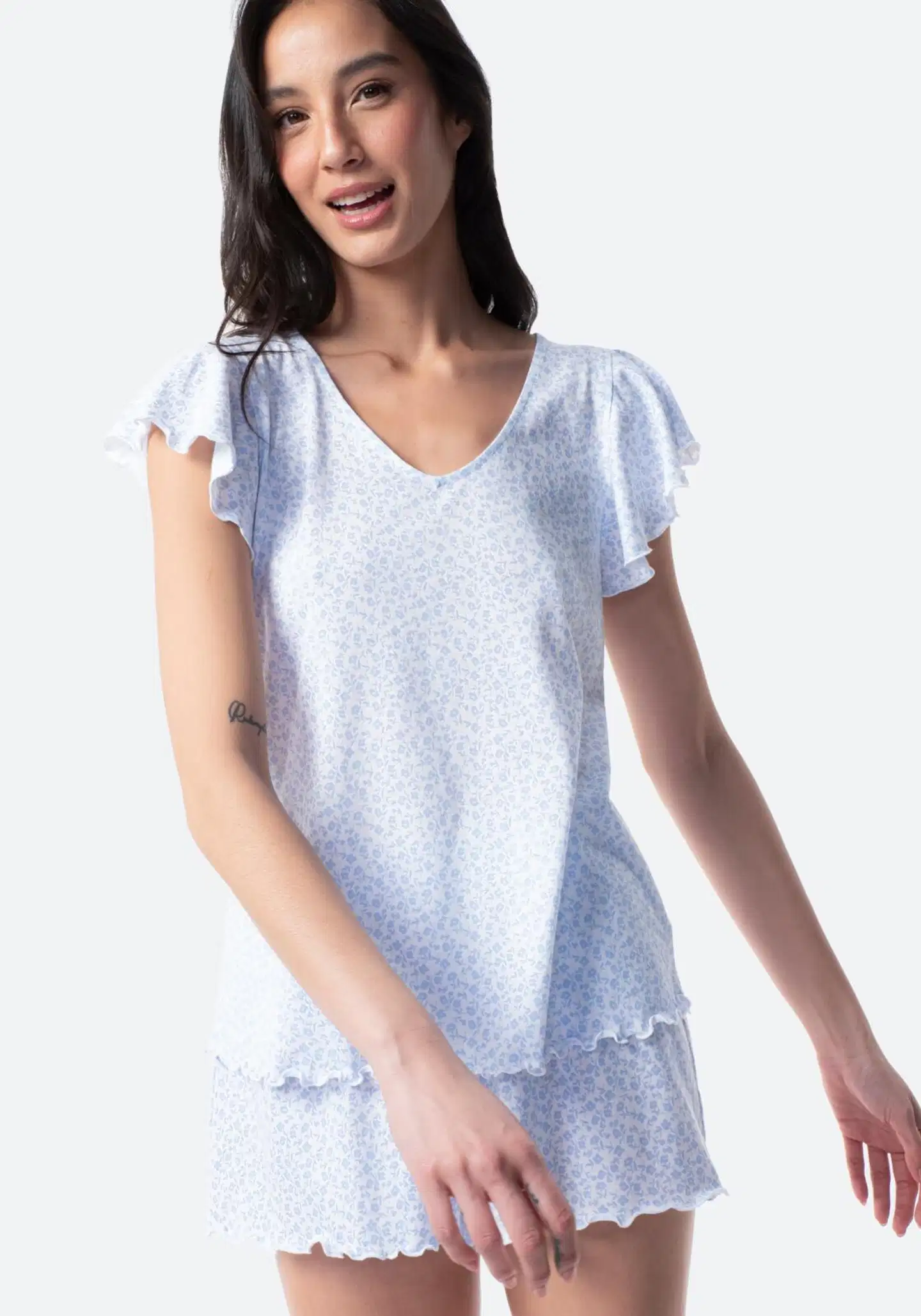 TEX naisten shortsipyjama I279928 - white 2 - 4