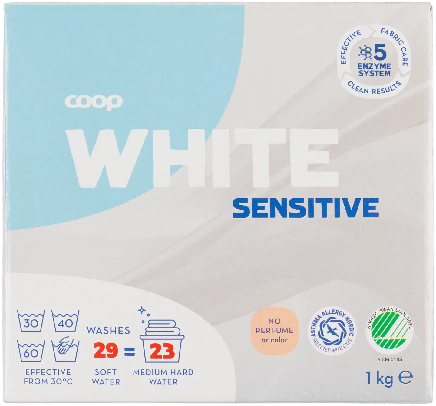 Coop White Sensitive valkopyykin pesujauhe 1kg