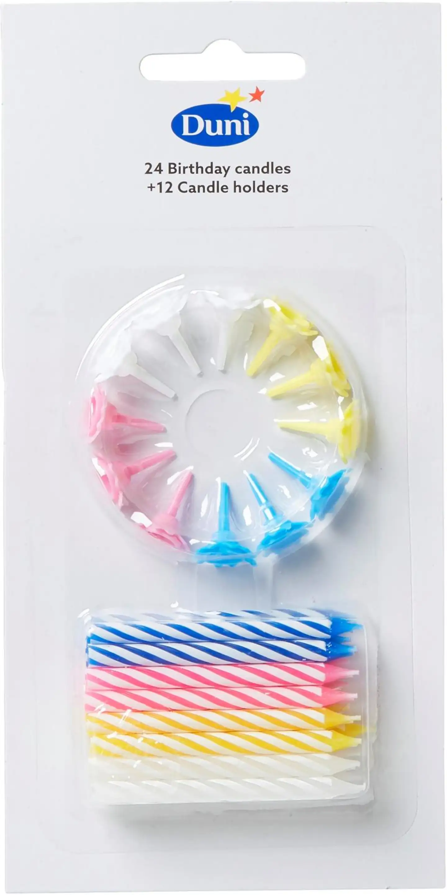 Duni 24kpl 6cm 5min moniväri kakkukynttilälajitelma x 12