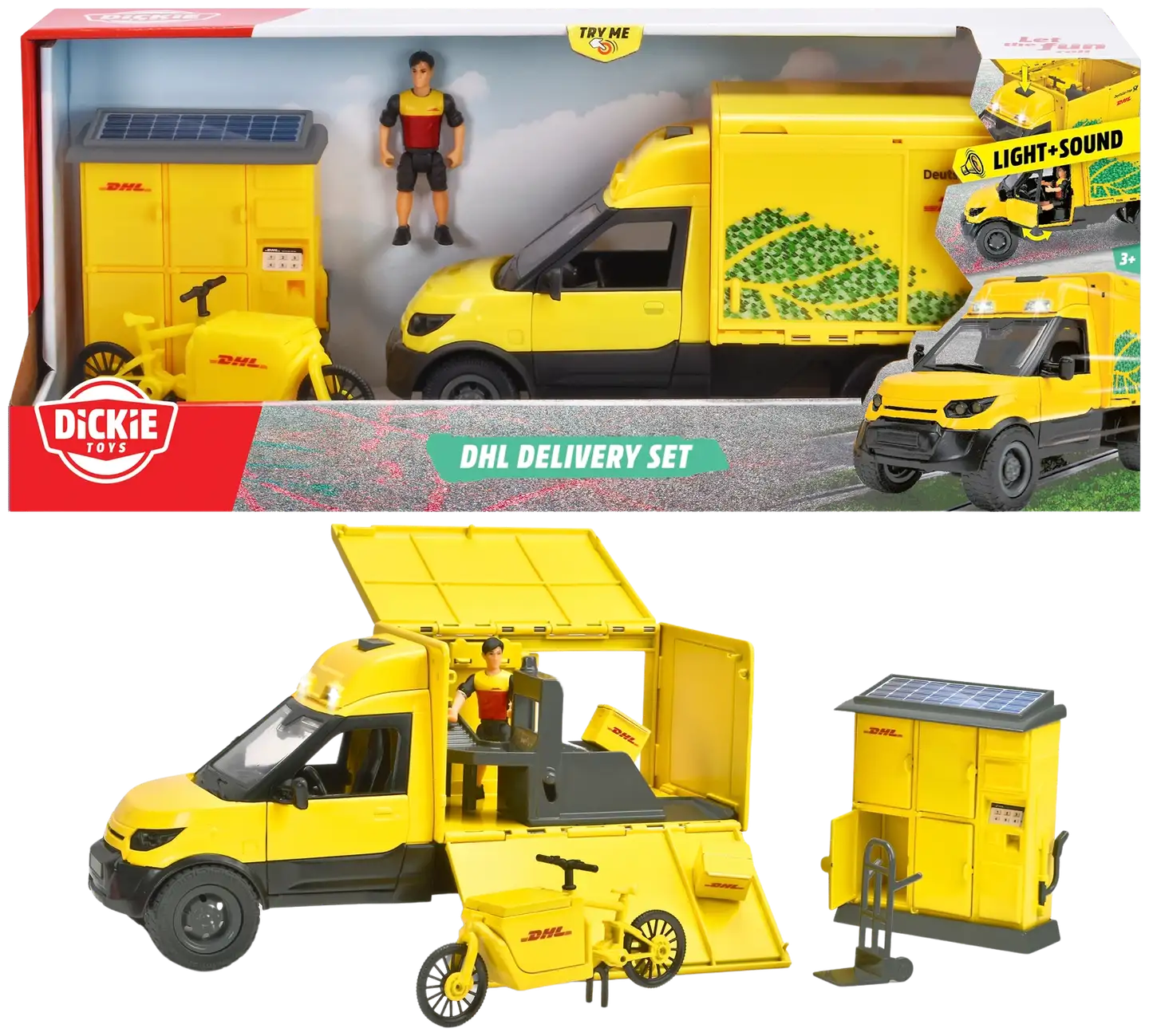 Dickie Toys DHL kuljetus -leikkisetti, valo ja äänitoiminto