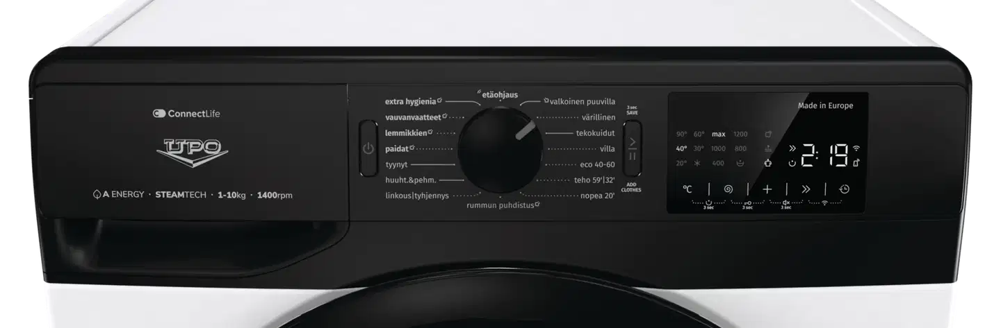 UPO edestä täytettävä pyykinpesukone P2V1014AS 10kg valkoinen - 6