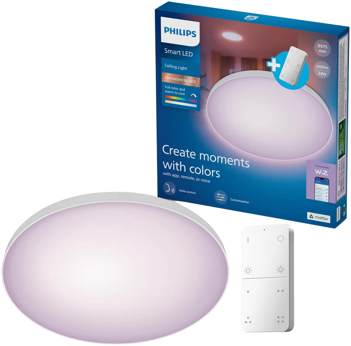 Philips Smart Lighting kattovalaisin pyöreä 24W RGB + valkoinen säädettävä kaukosäätimellä - 1