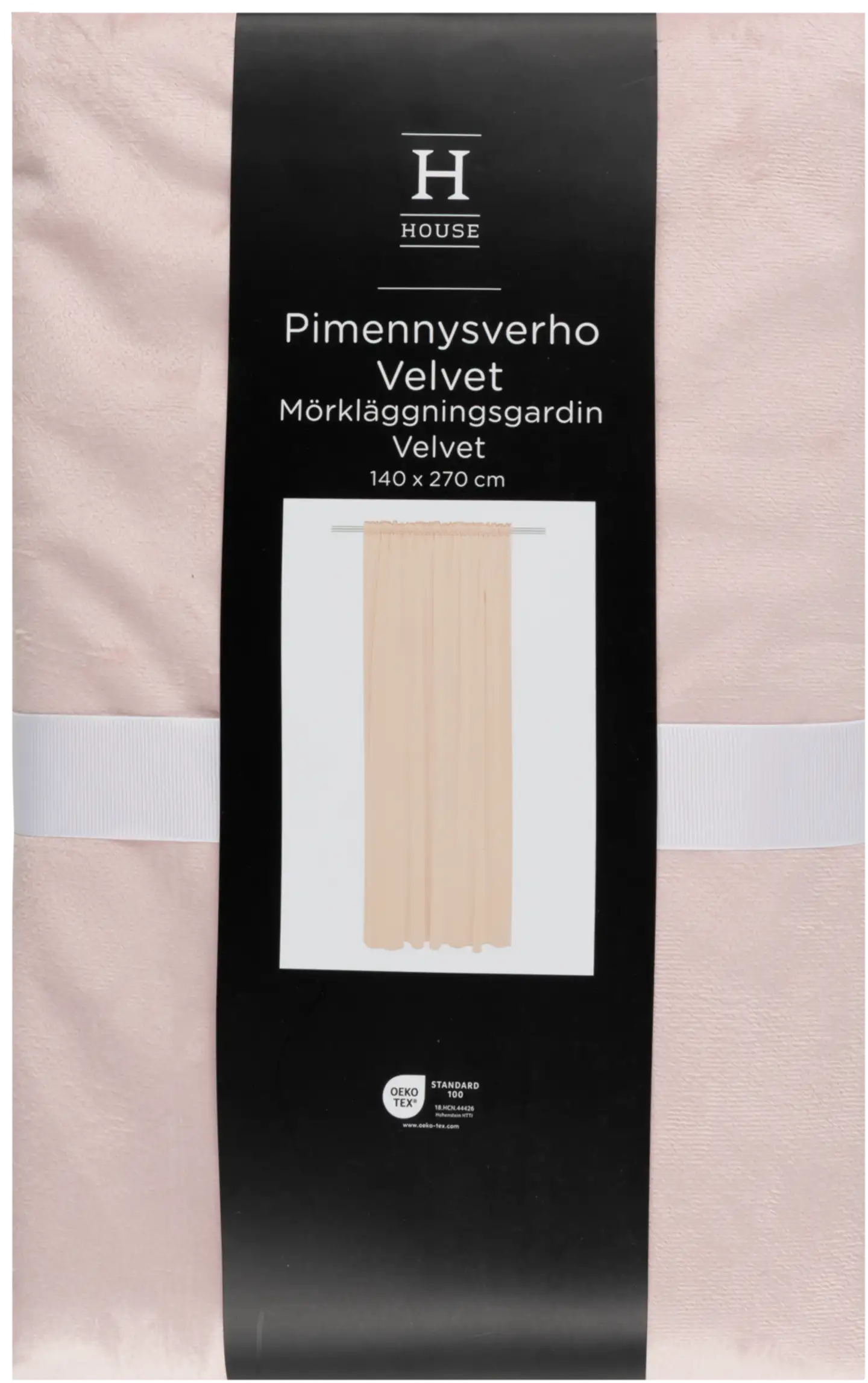 House pimennysverho Velvet 140x270 cm vaaleanpunainen - 1