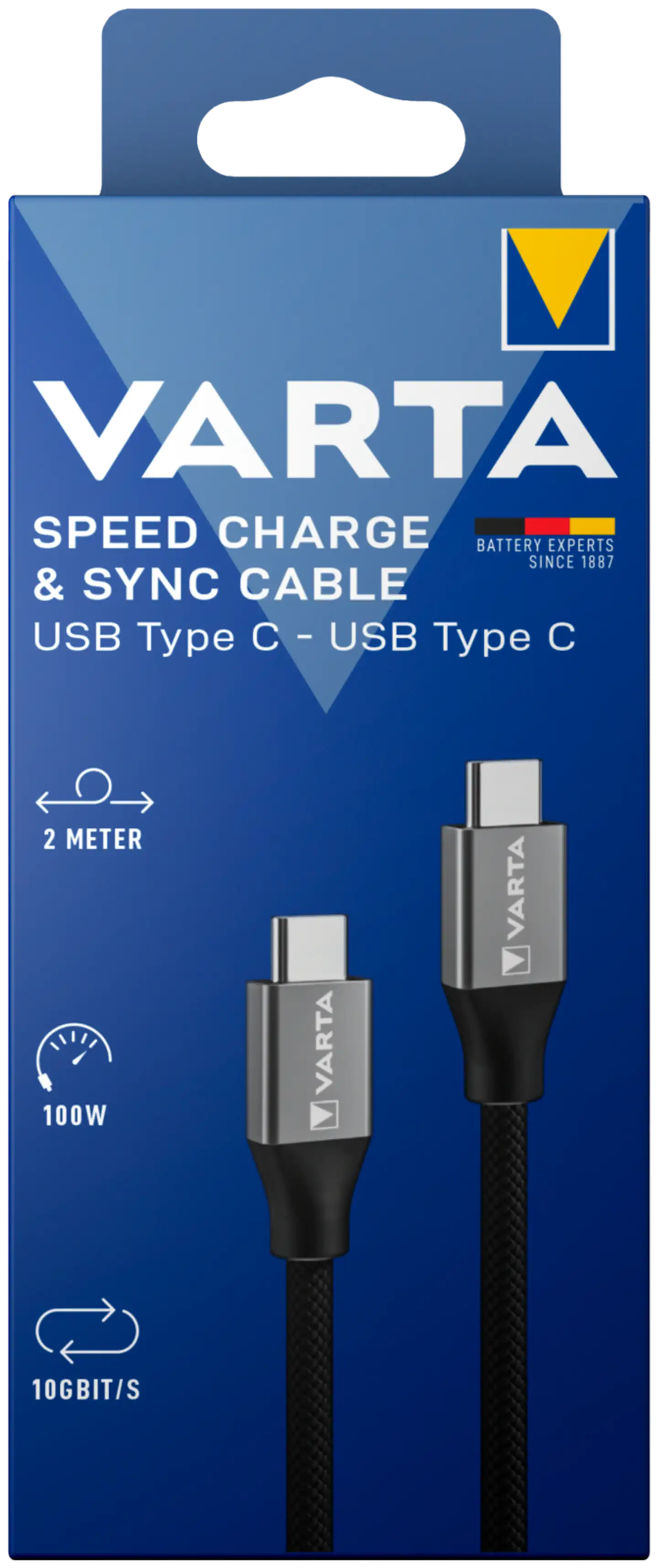 Varta USB-C–USB-C-kaapeli 2m musta - 1