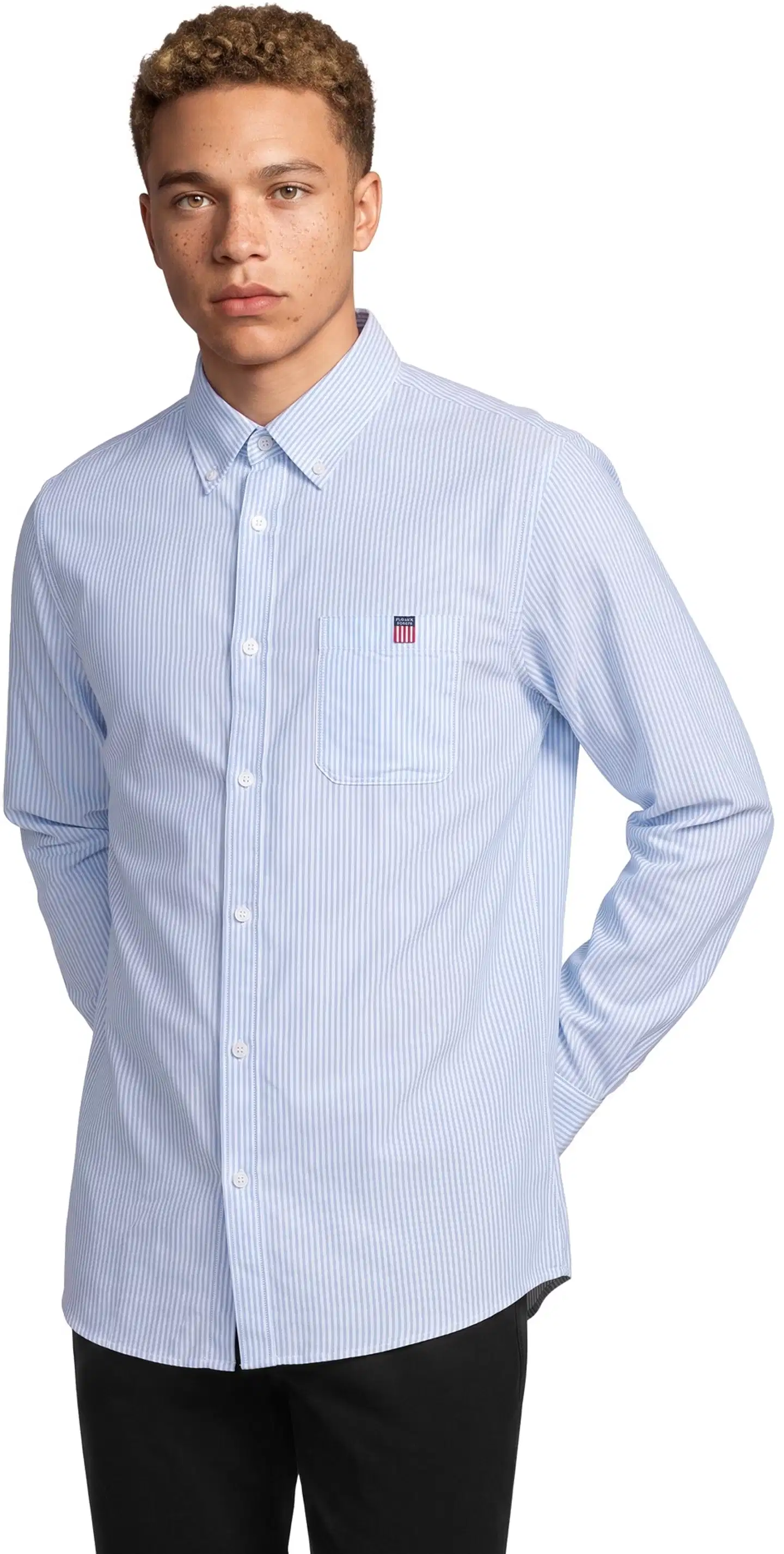 Vinson miesten kauluspaita Mpablo - LIGHT BLUE STRIPE - 1
