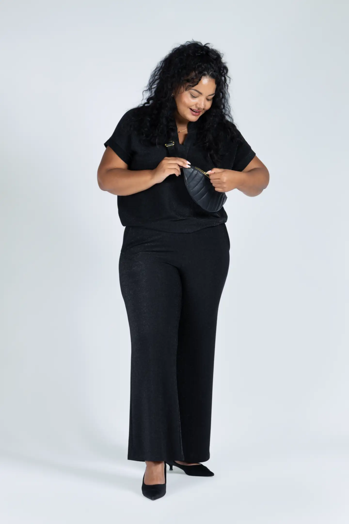 House naisten juhlahousut 222HP10730, D-mitoitus - BLACK/LUREX - 7