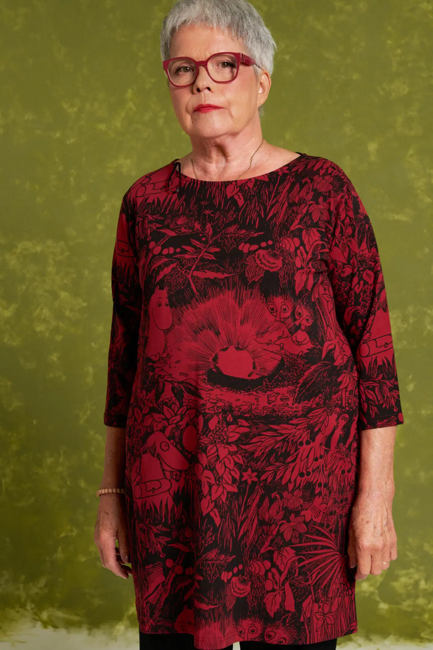 Muumi naisten tunika Hilda Rubiini 593099 - tummanpunainen - 5