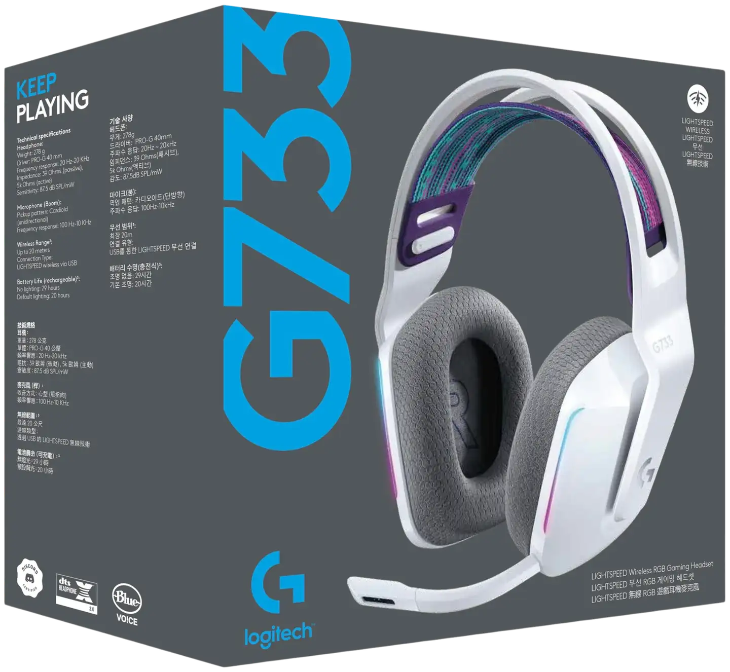 Logitech pelikuuloke Lightspeed G733 valkoinen - 6
