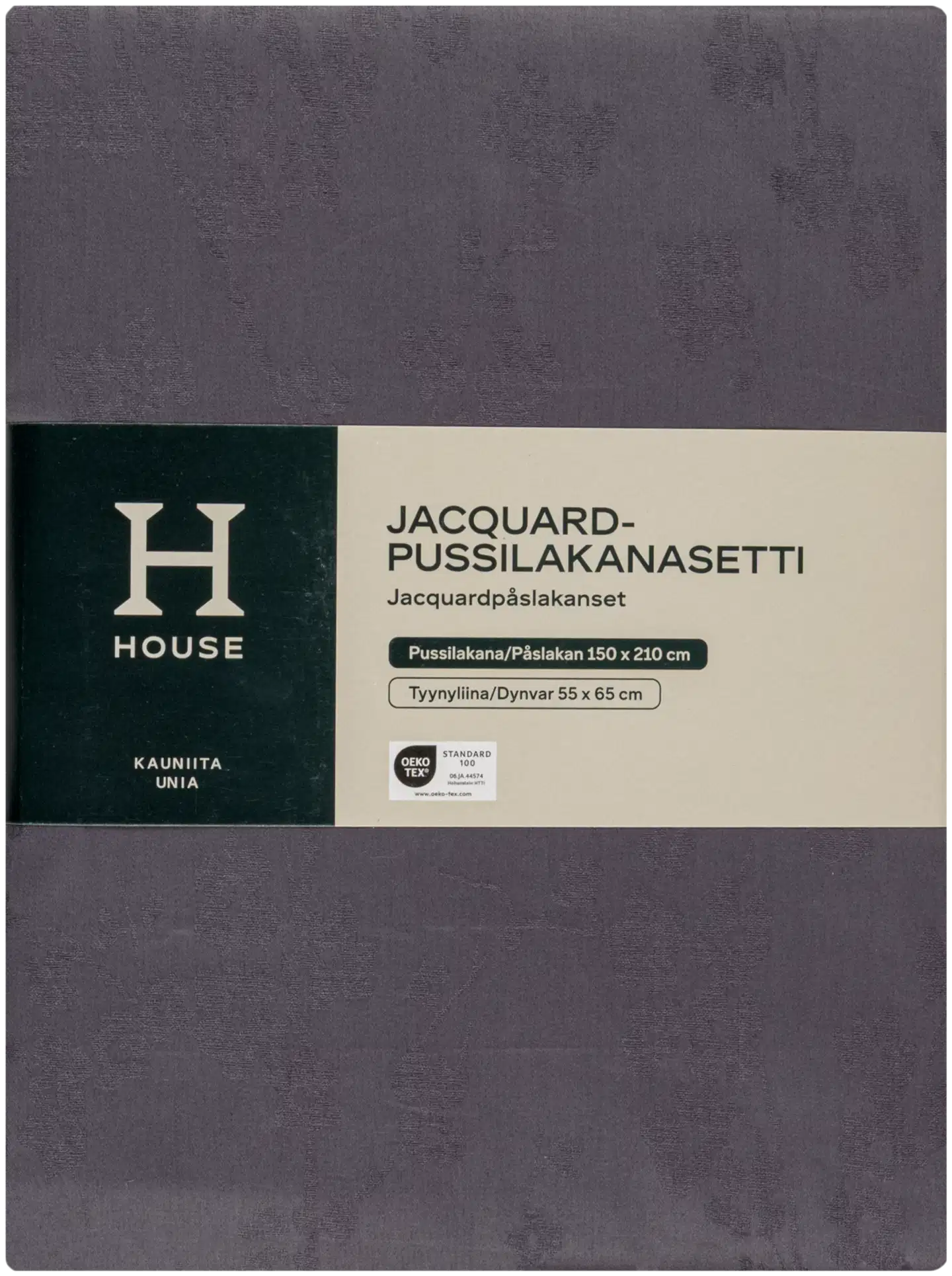 House pussilakanasetti Jacquard 150x210 cm tummanharmaa - 3