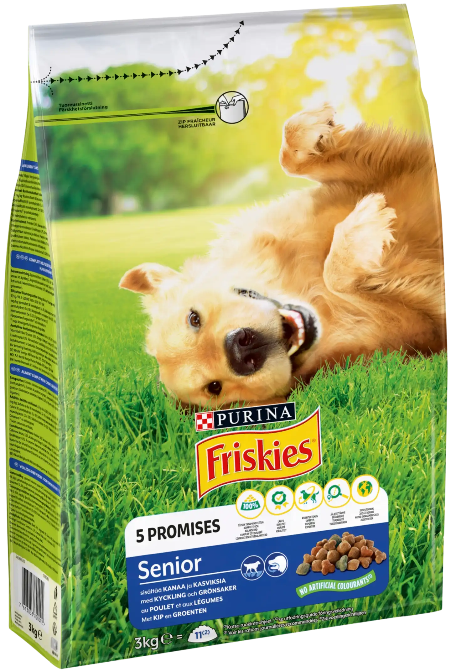 Friskies 3kg Senior Kanaa ja Kasviksia koiranruoka