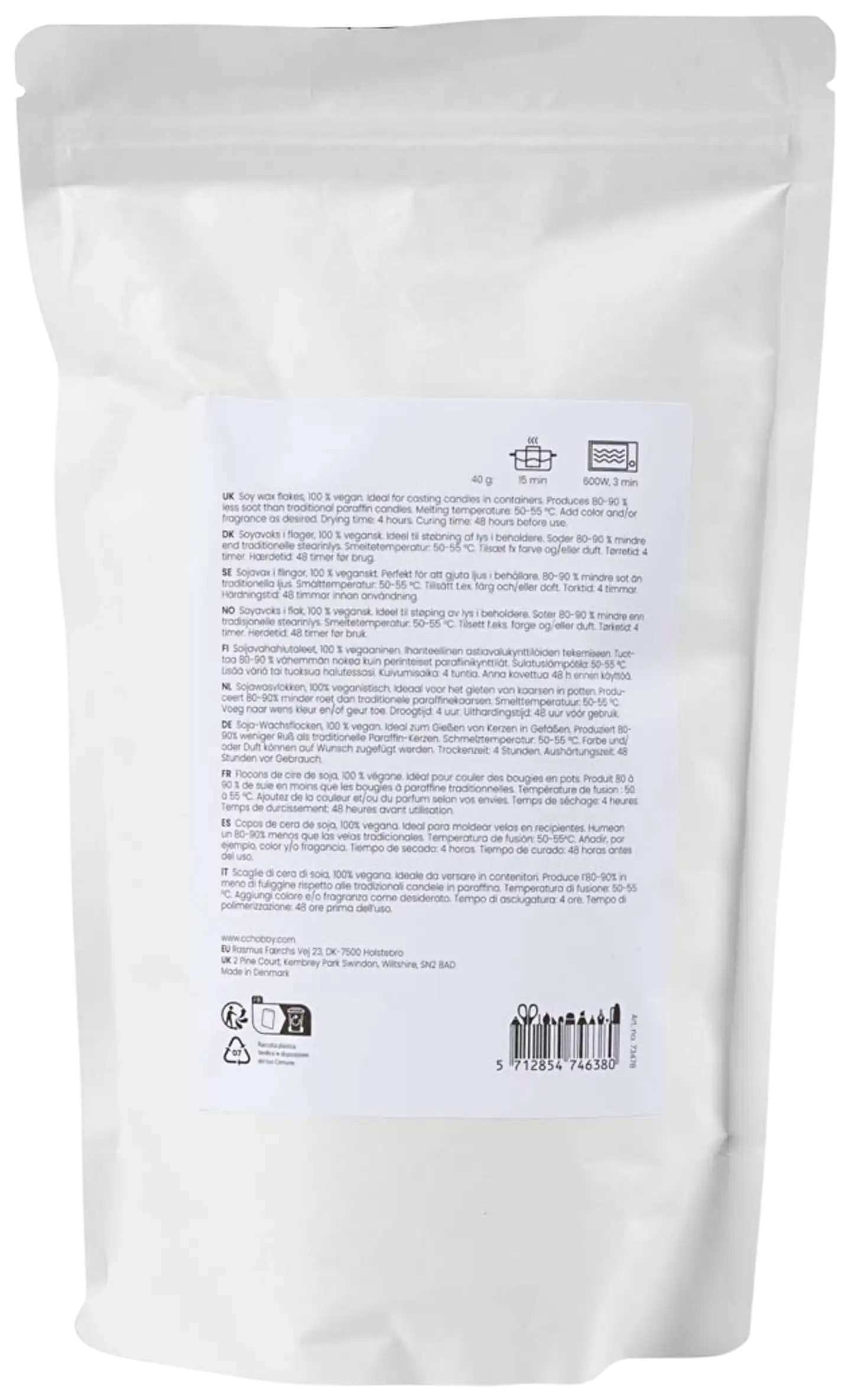 Soijavaha, Astiavalukynttilöille, kerma, 500g/ 1 pkt - 2