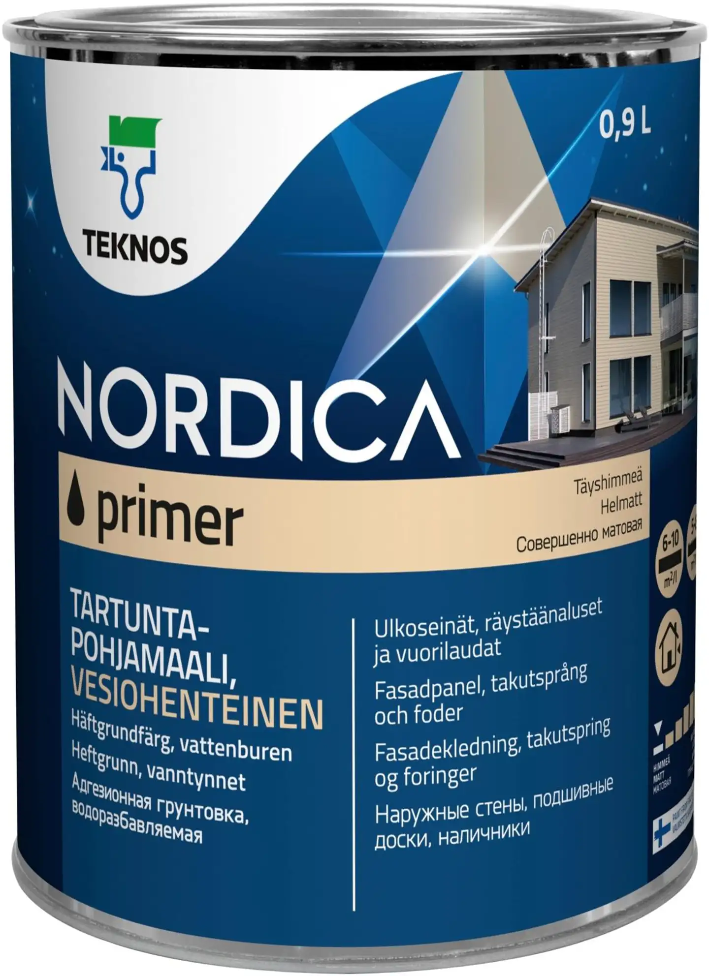 Teknos pohjamaali Nordica Primer 0,9 l PM1 valkoinen sävytettävissä täyshimmeä