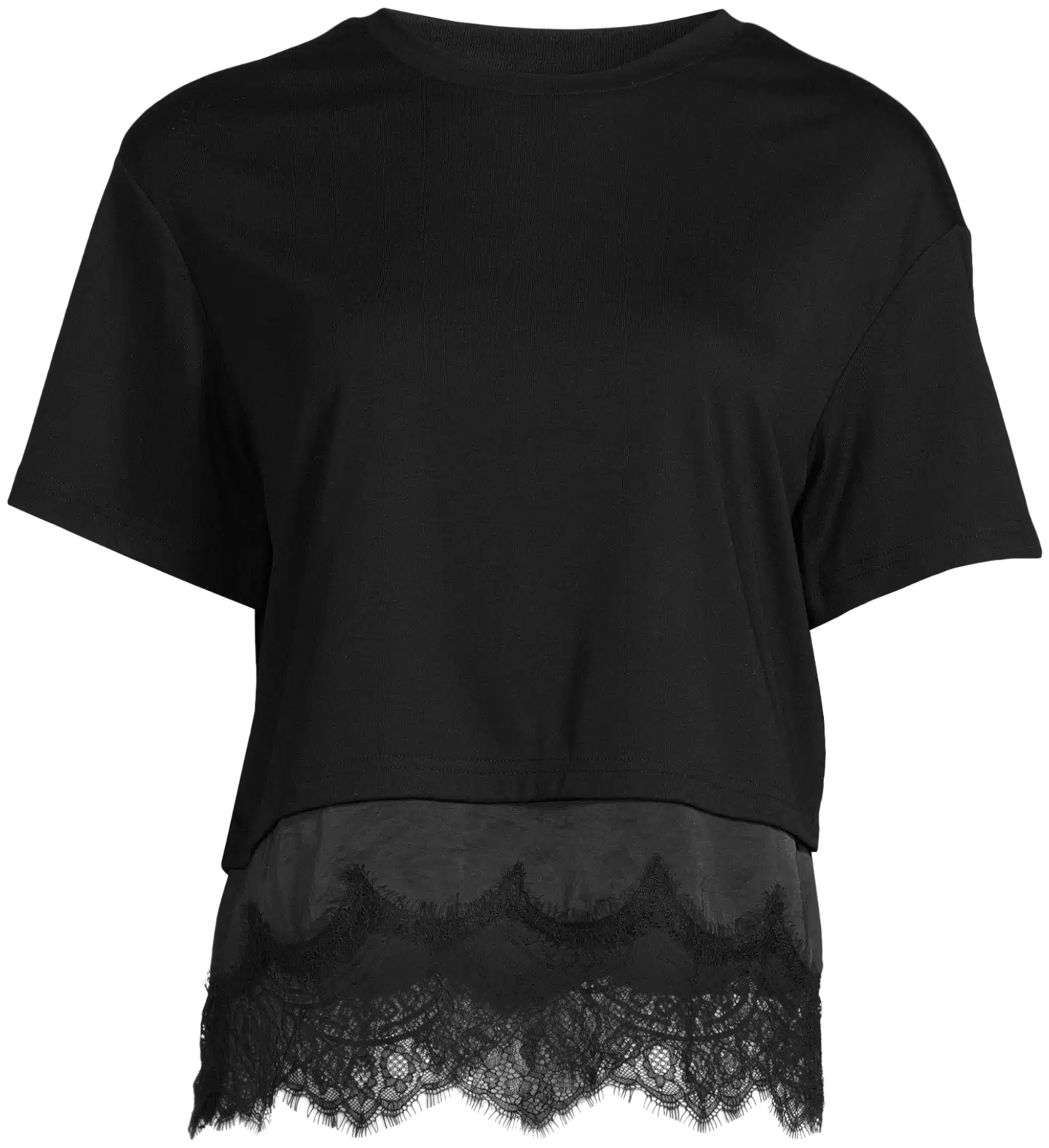 WKLY. naisten trikoopusero pitsihelma 213W126925 - Black - 2