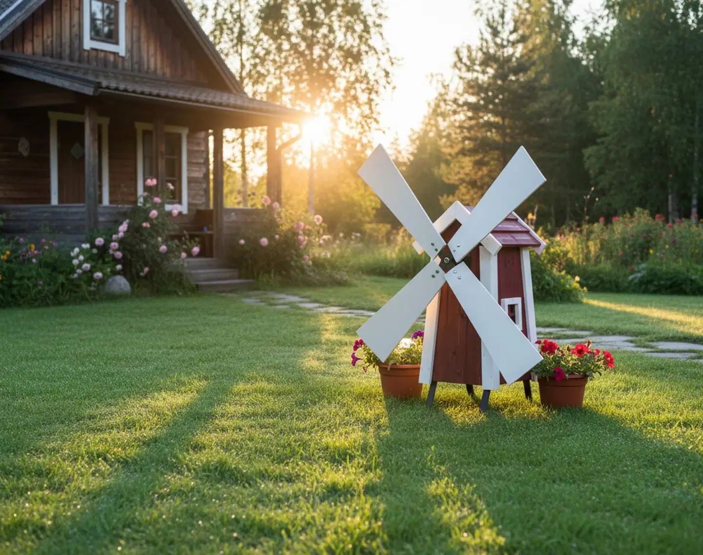 Tuulimylly, puuvalmis, 69x30x32cm - 6