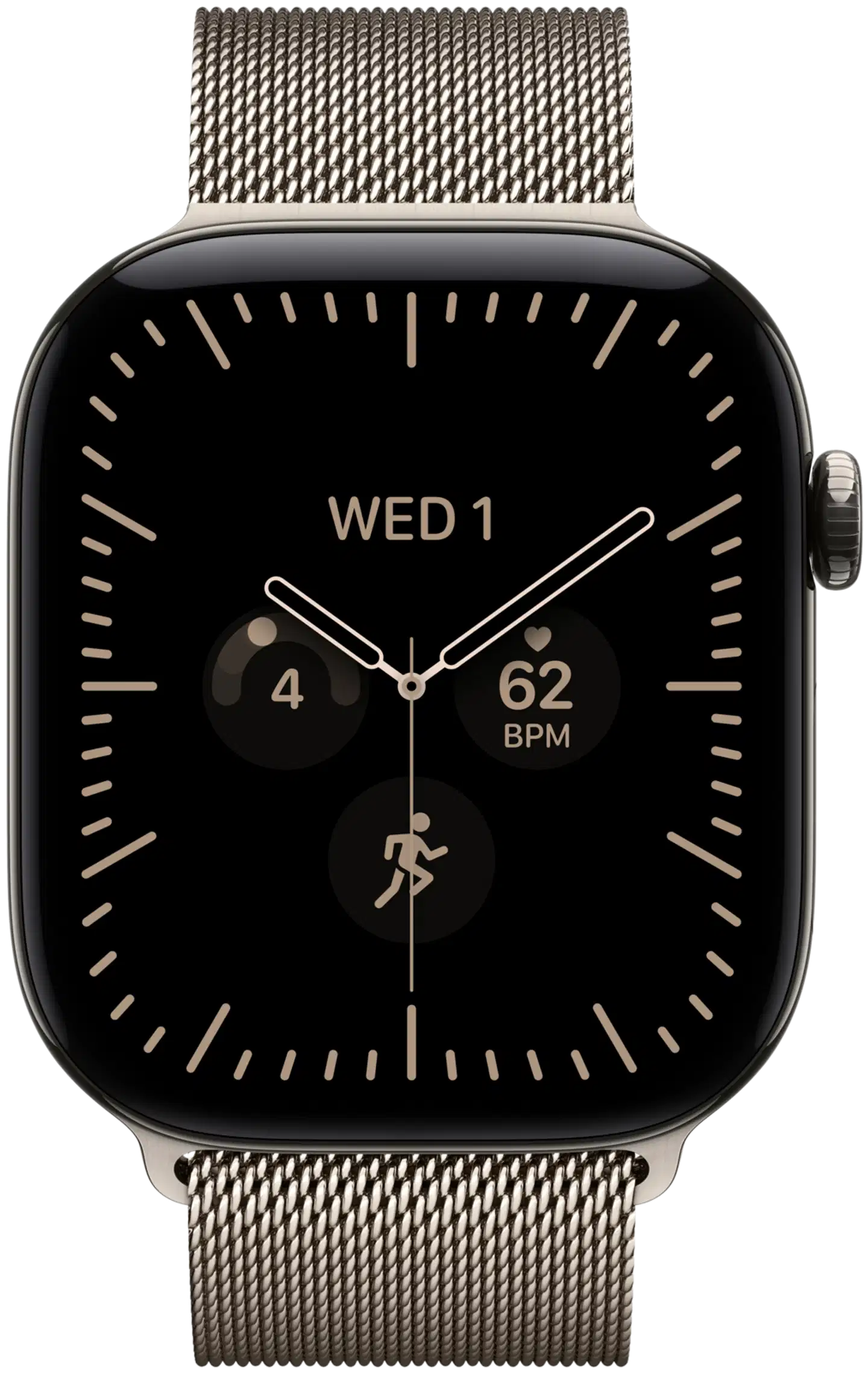 Apple Watch Series 12 GPS + Cellular 42 mm:n luonnontitaanikuori ja luonnonvärinen milanolaisranneke - MJGH4QN/A - 1