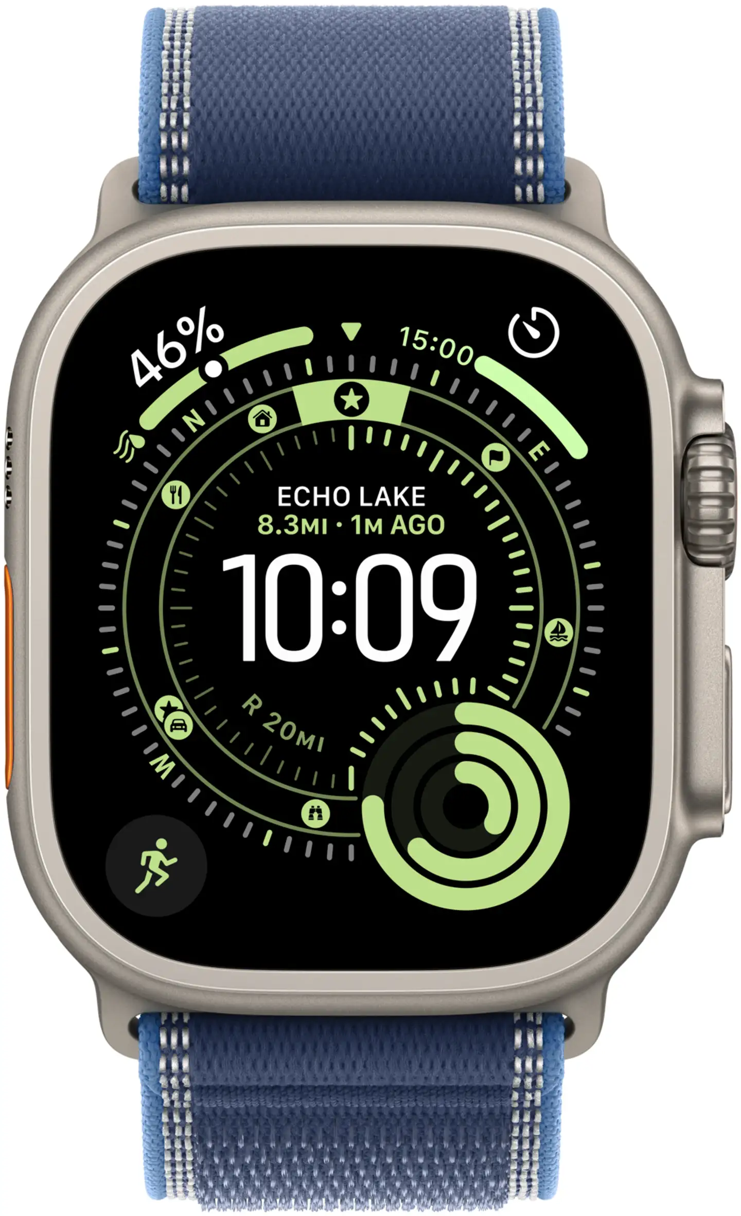 Apple Watch Ultra 3 GPS + Cellular 49mmluonnontitaani kotelo, kirkkaan sininen Trail ranneke - M/L - MEWU4KS/A - 1
