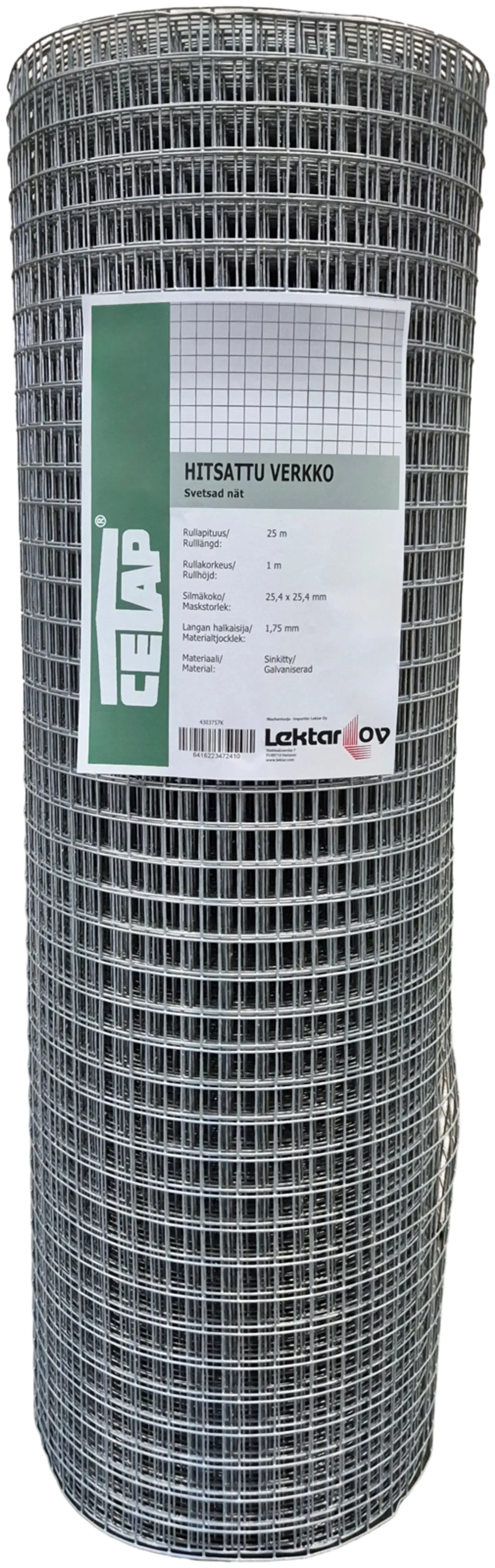 Cetap Hitsattu verkko sinkitty 25,4x25,4x1,75mm 1x25m