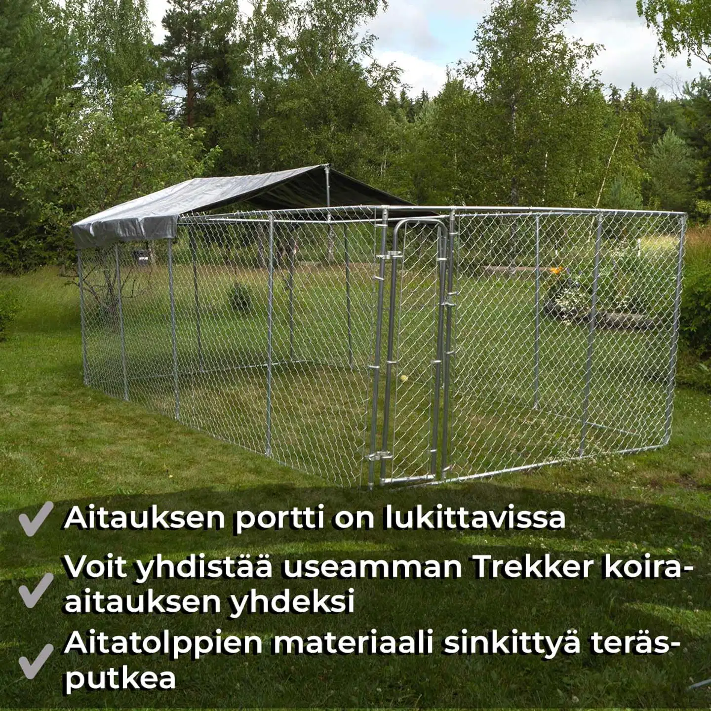 Trekker koira-aitaus katoksella 6x3 m harmaa - 2