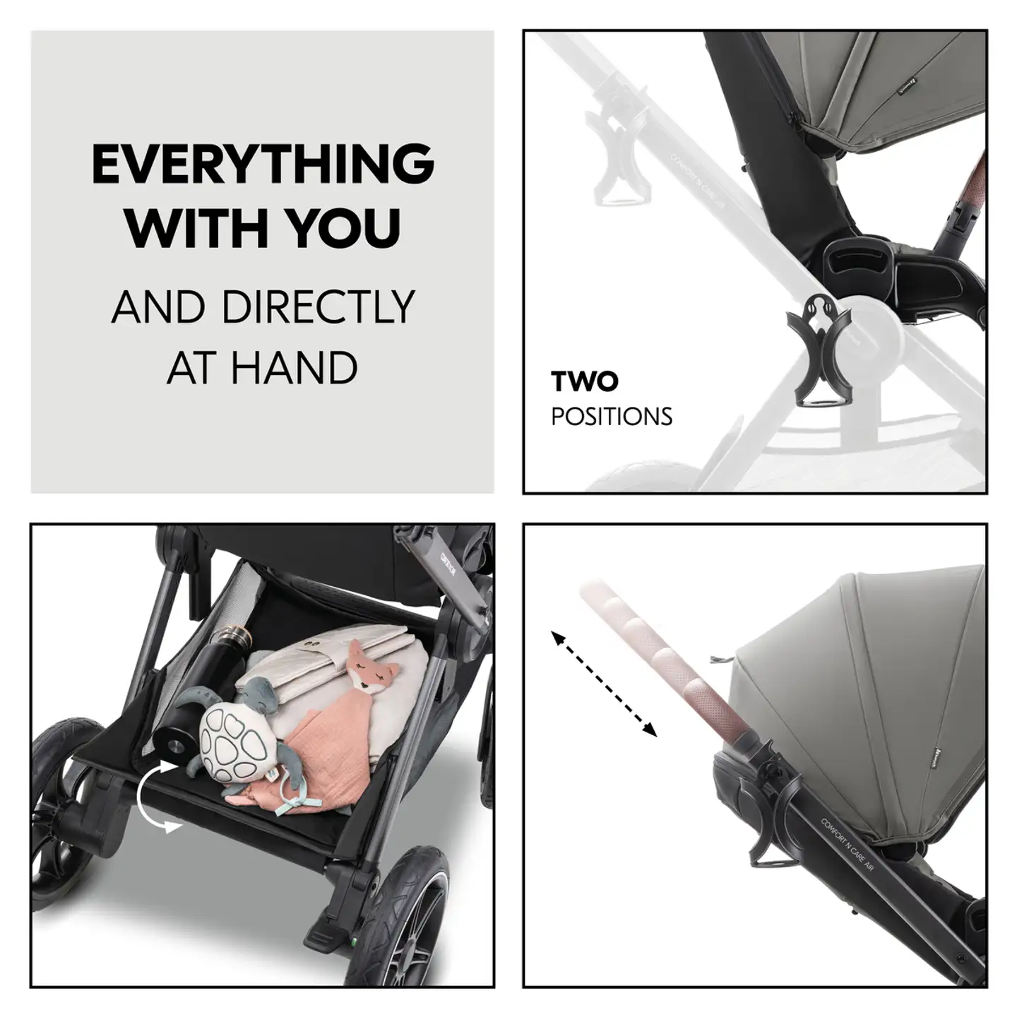 Yhdistelmävaunut Comfort N Care Air Set 0-25 kg tummanharmaa - 22