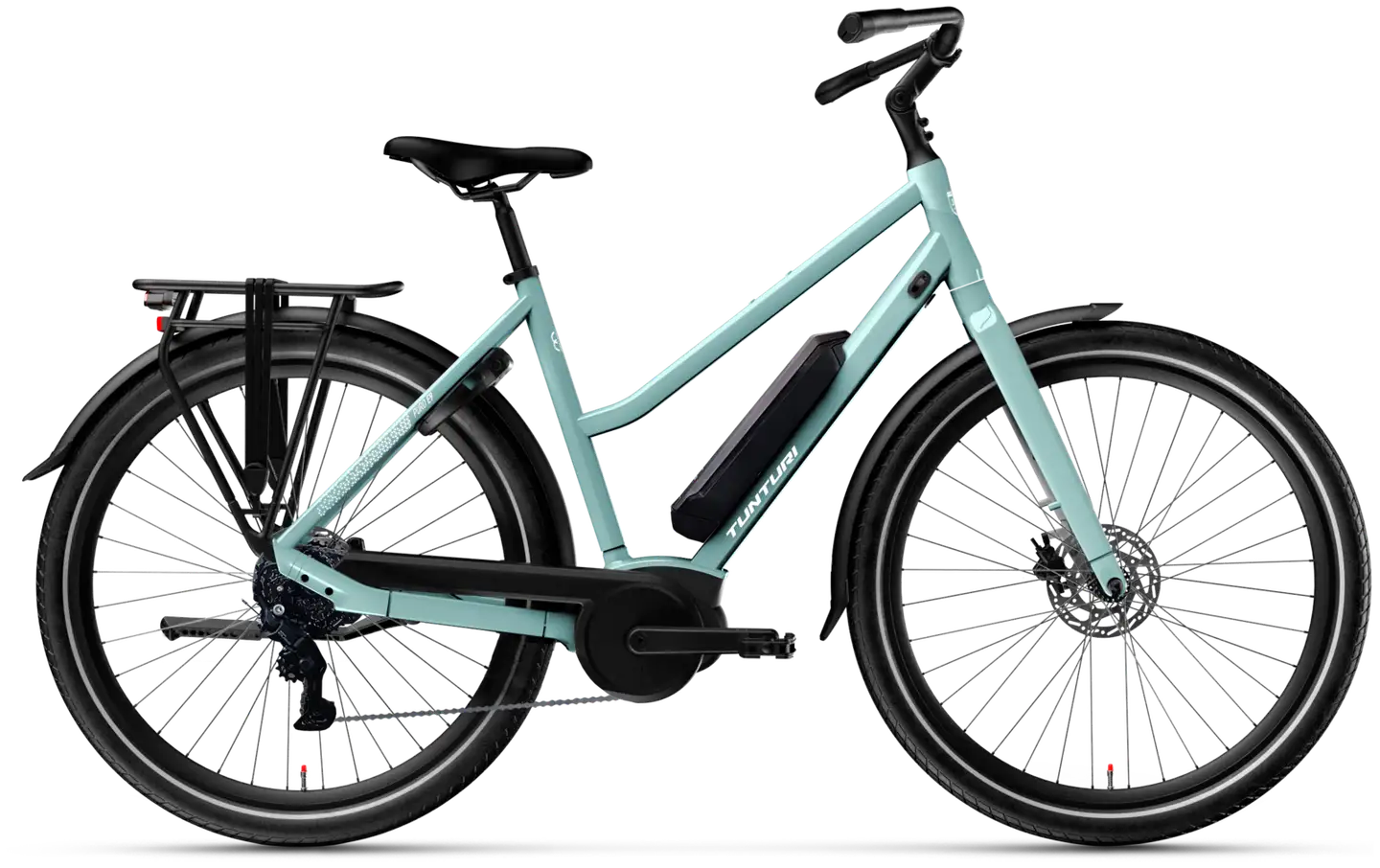 Tunturi Puro E9 L 28" sähköpyörä 9-vaihdetta runko 57 cm turkoosi-valkoinen