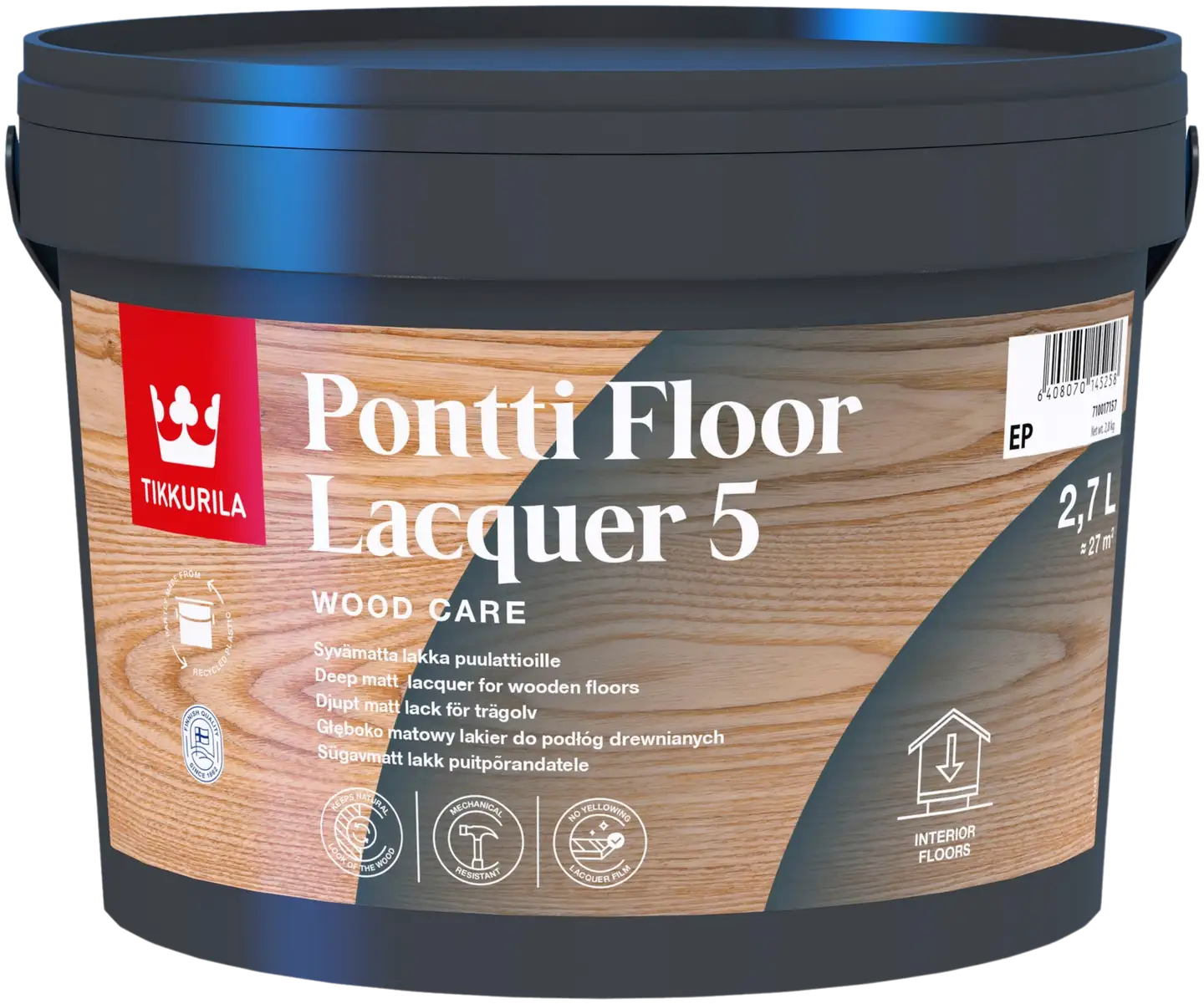 Tikkurila puulattialakka Pontti Floor Lacquer 5 2,7 l EP sävytettävissä täyshimmeä