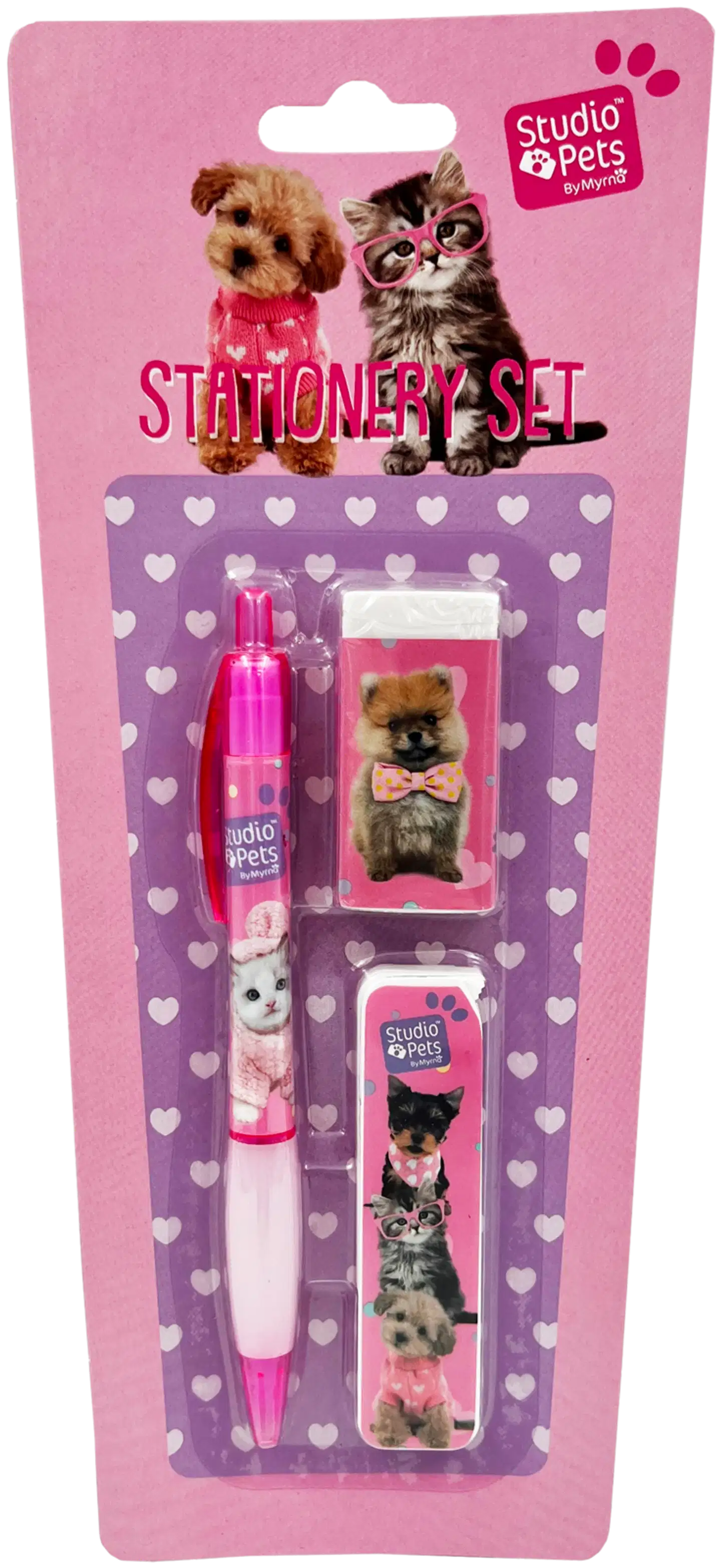 Pets 3 os. kirjoitussetti, sis. Lyijytäytekynä, pyyhekumi, lyijyä 12kpl