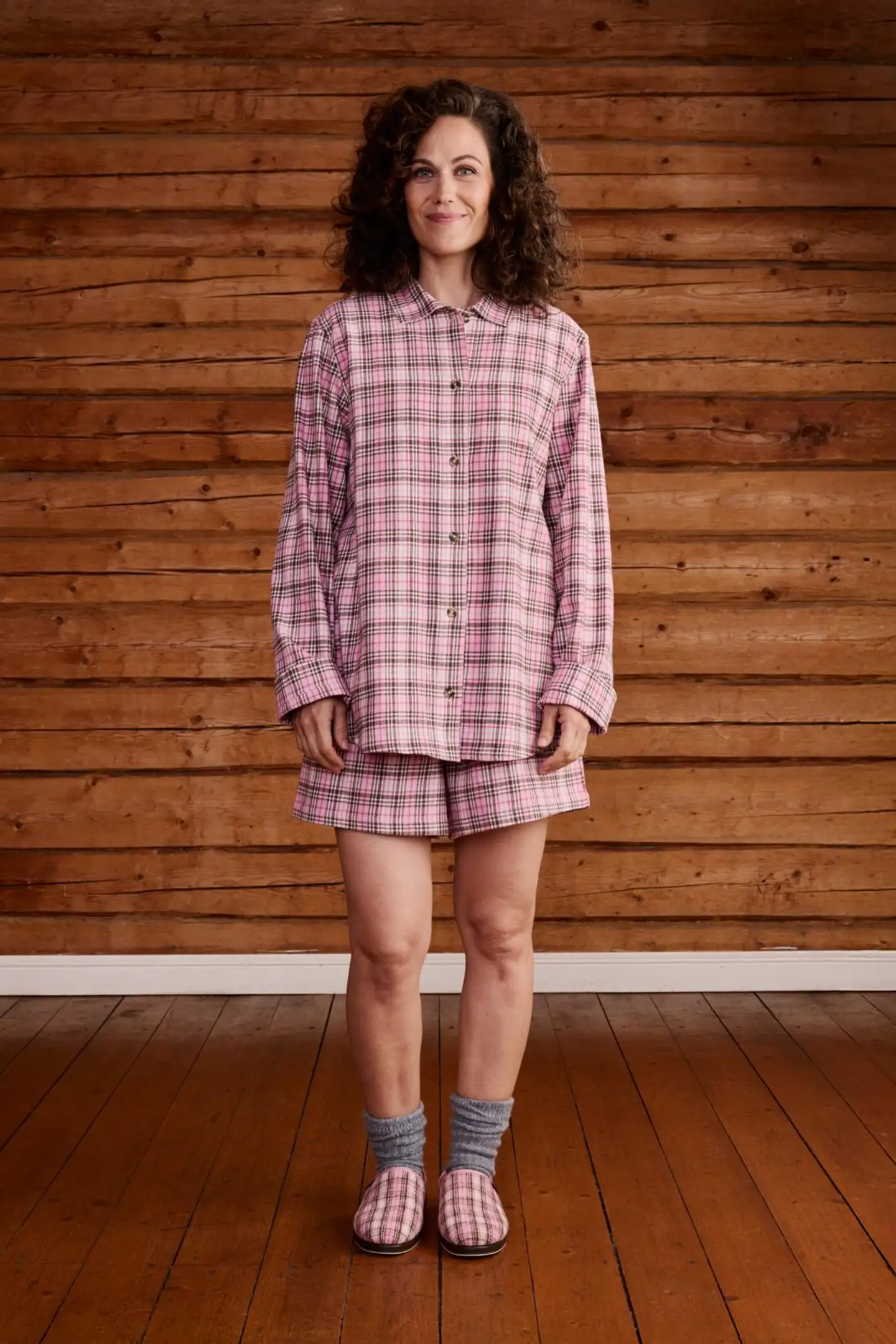 Reino&Aino naisten flanellipyjama Aino - pink check - 9