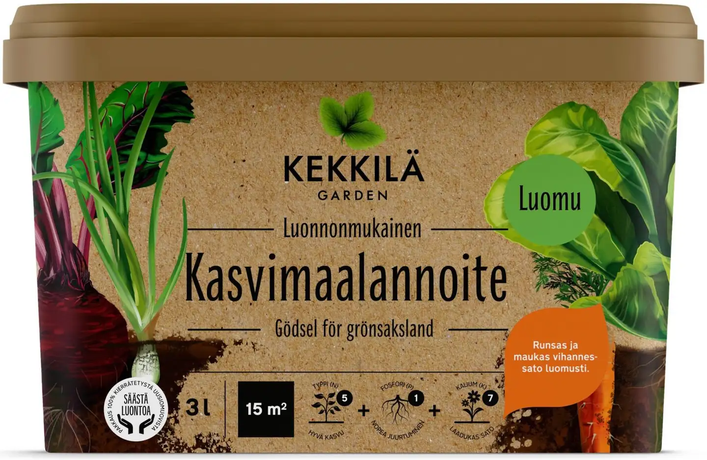 Kekkilä 3 l kasvimaalannoite, luonnomukainen, ekologisk