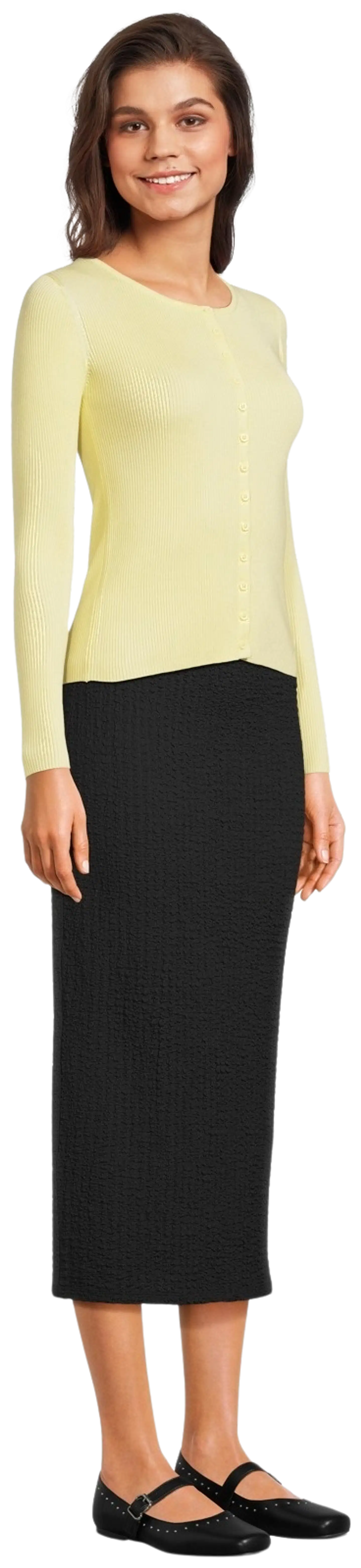 WKLY. naisten ribbineuletakki 213W000152 - Yellow - 4