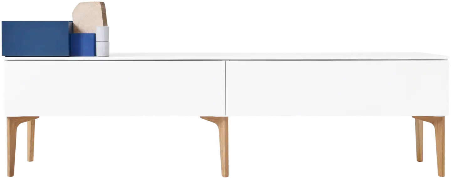 Lundia Fuuga tv-taso laatikoilla - Valkoinen ja tammi - 1