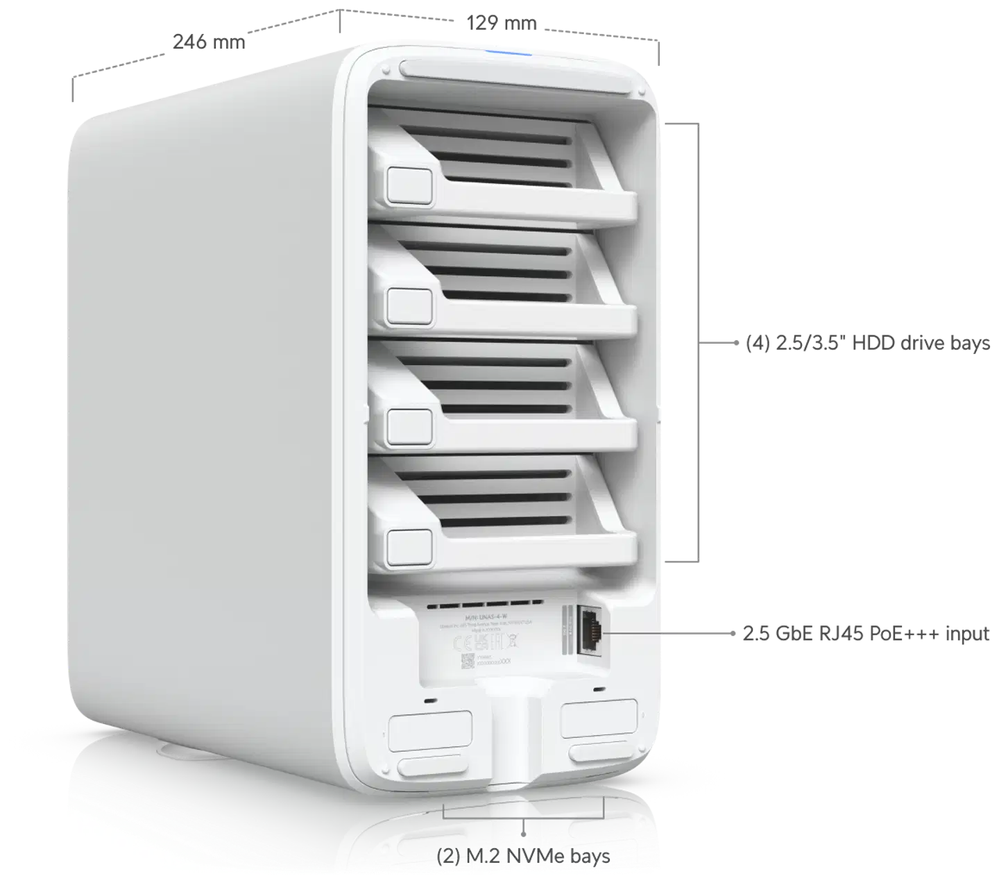 Ubiquiti 4-paikkainen verkkolevyasema 2.5 GbE -liitännällä UNAS-4-W valkoinen - 13