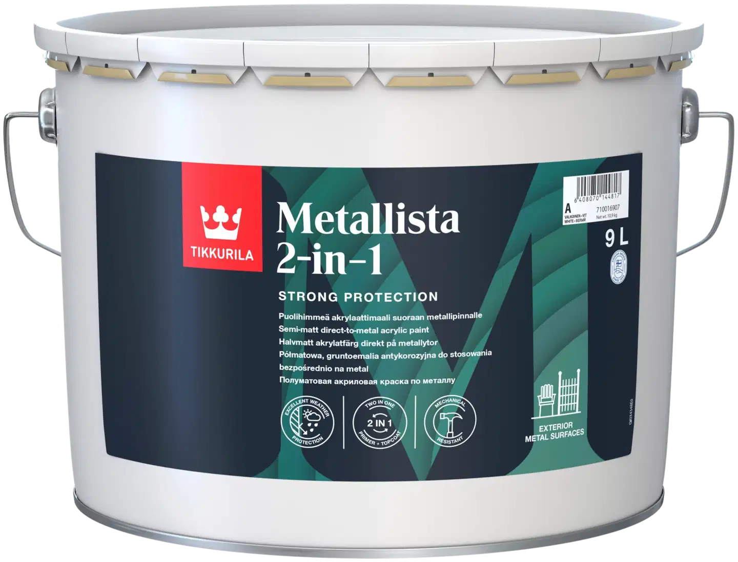 Tikkurila ruosteenestomaali Metallista 2-in-1 9L C sävytettävä puolihimmeä