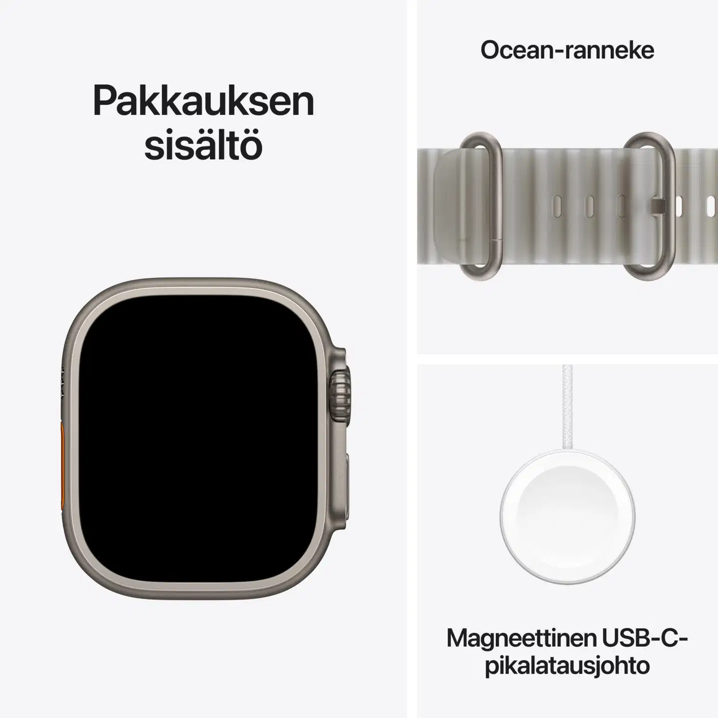 Apple Watch Ultra 4 GPS + Cellular 49 mm:n luonnontitaanikuori ja läpikuultavanharmaa Ocean-ranneke - MJAD4KS/A - 4