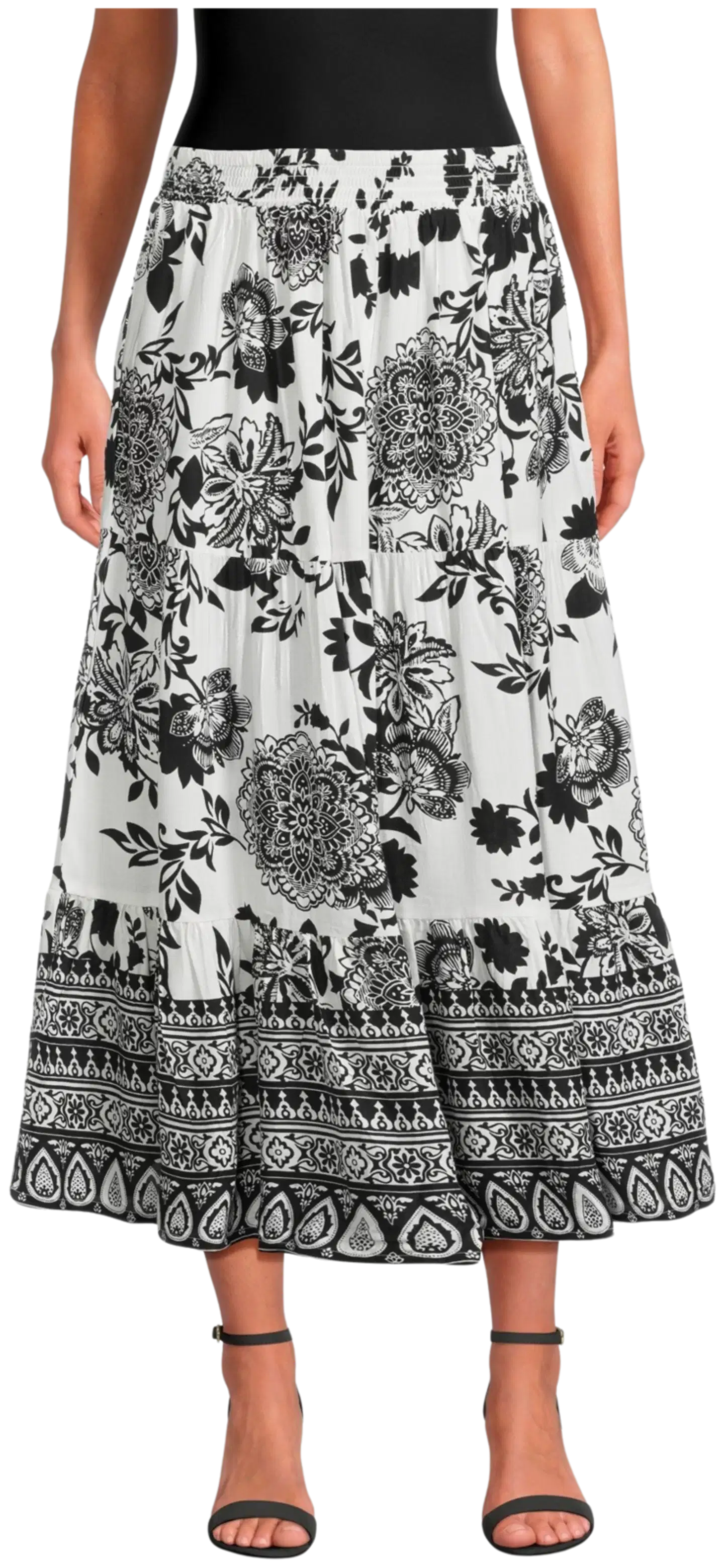 Margaux Riviera naisten hame SDL-010 - WHITE/ BLACK AOP - 1