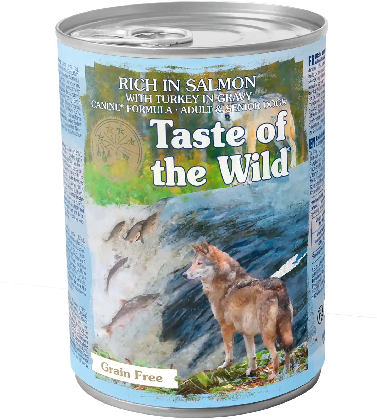 Taste of the wild wetlands salmon turkey gravy dog can 390g