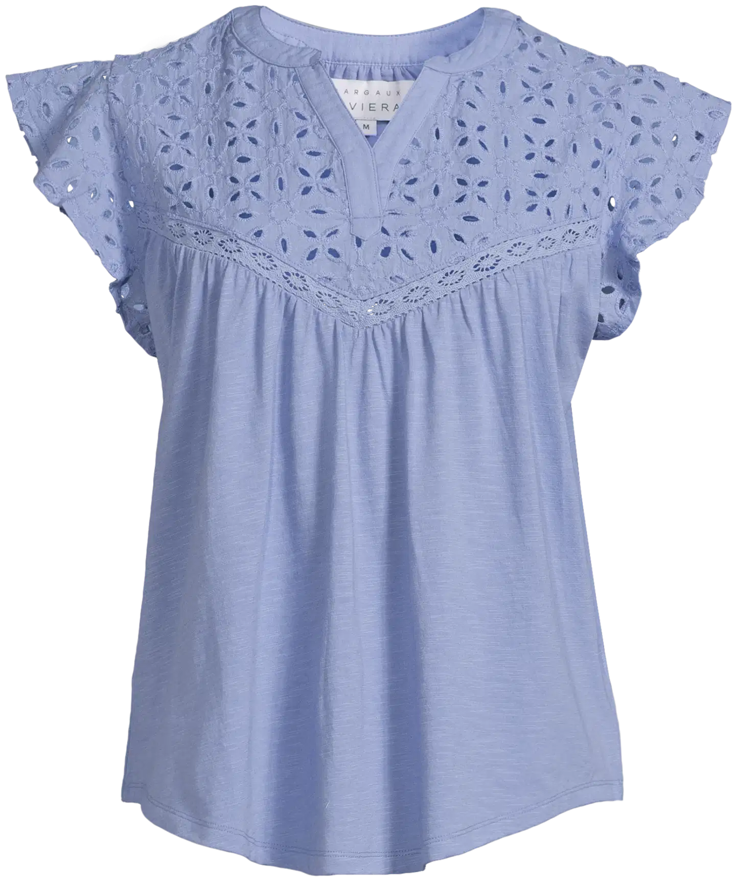 Margaux Riviera naisten pitsisomisteinen trikootoppi CG-116 - Lt.blue - 2