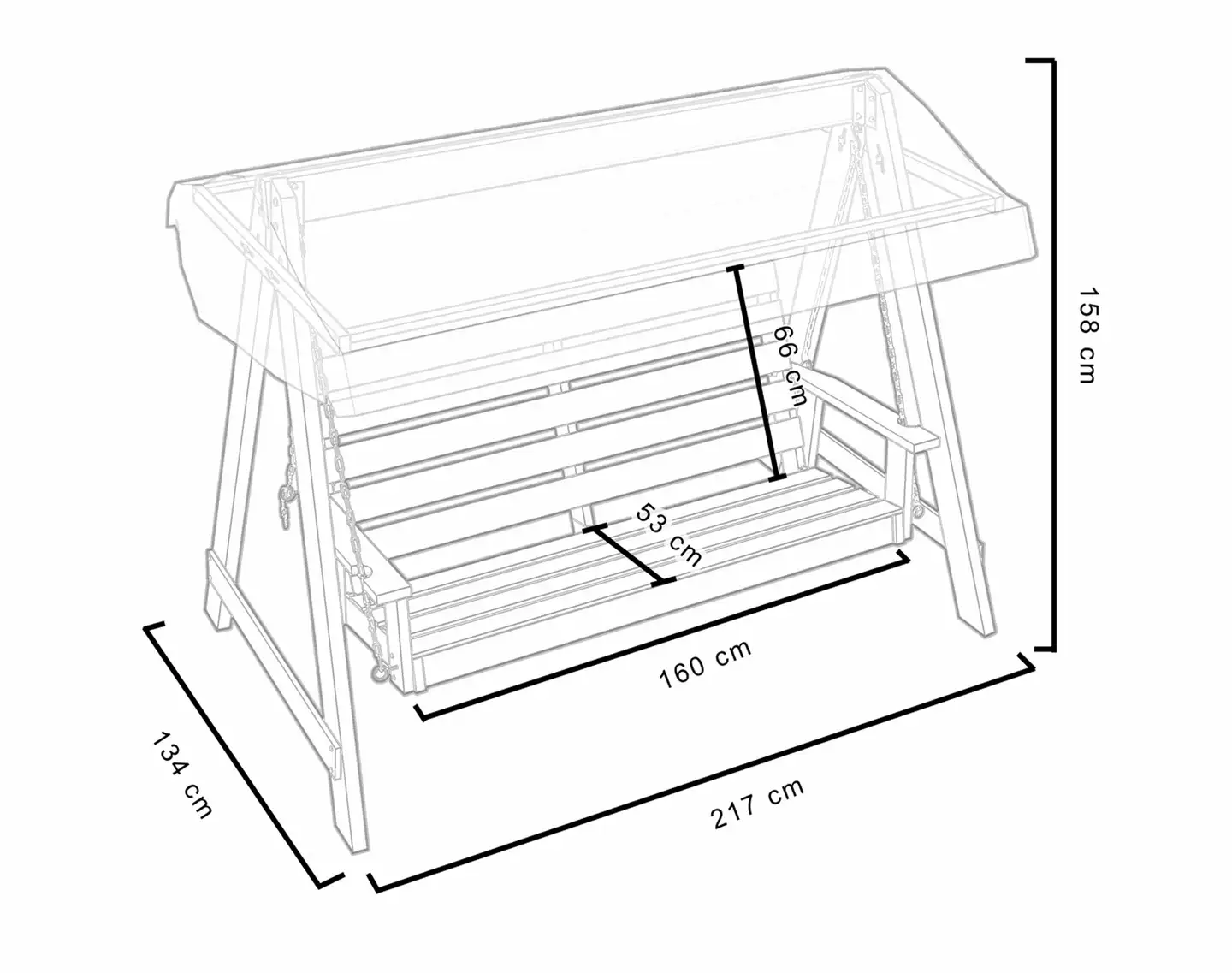 3-istuttava pihakeinu katoksella, ruskea - 2