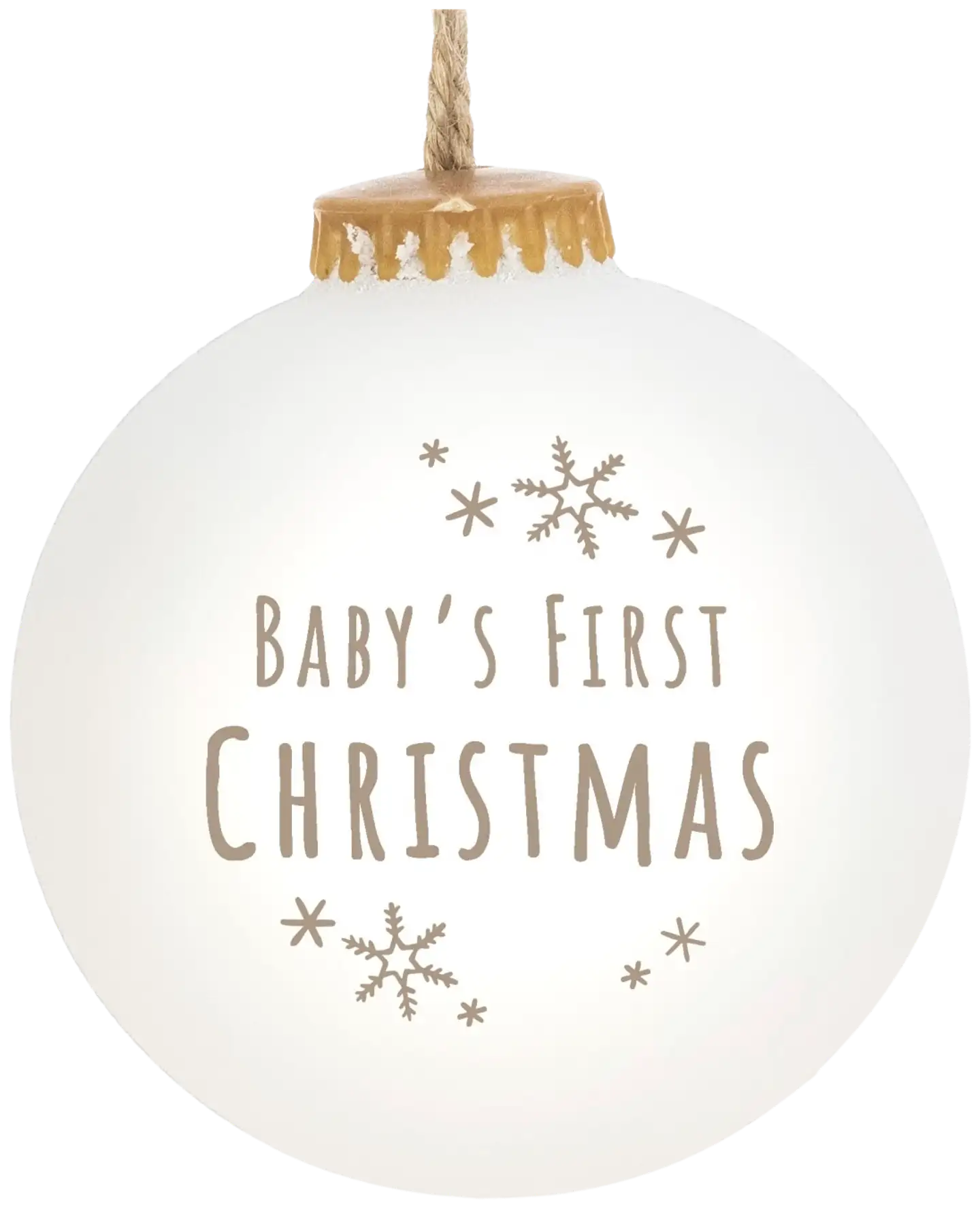 Weiste 85mm valkoinen biomuovi pallo Babys 1st Christmas